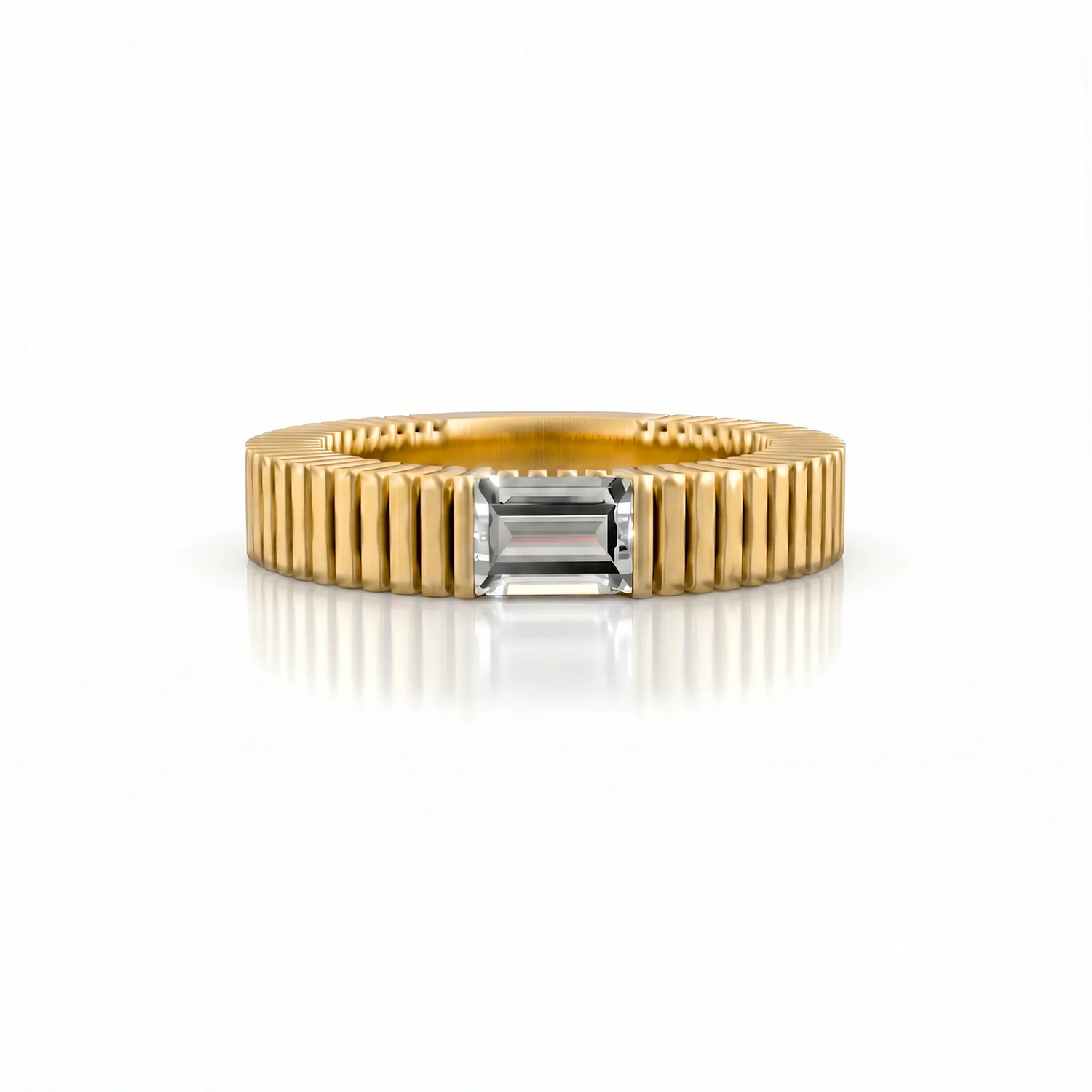 Grooved Baguette Band, view 7 — House of Mina
