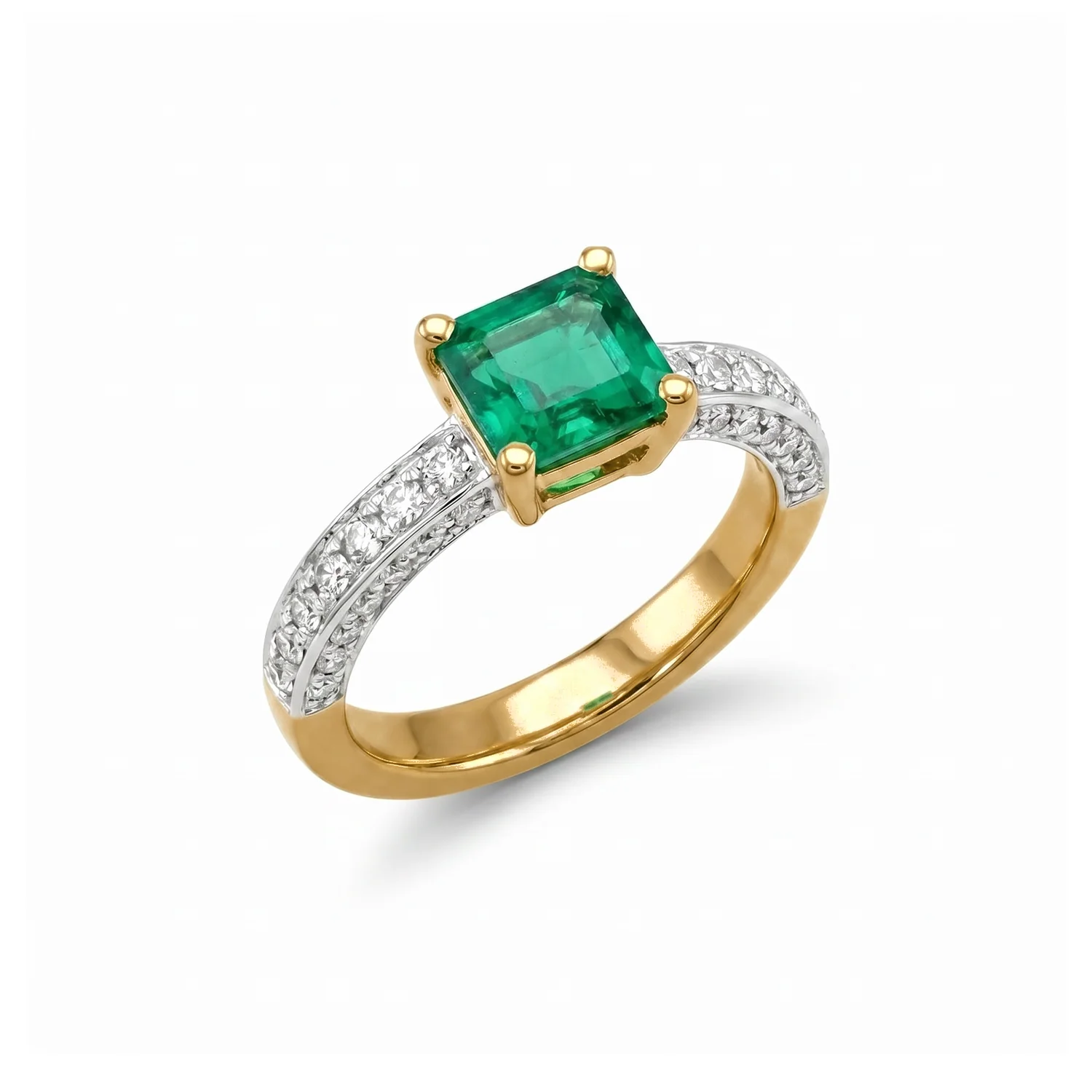 Pavé Emerald Ring, view 2 — House of Mina