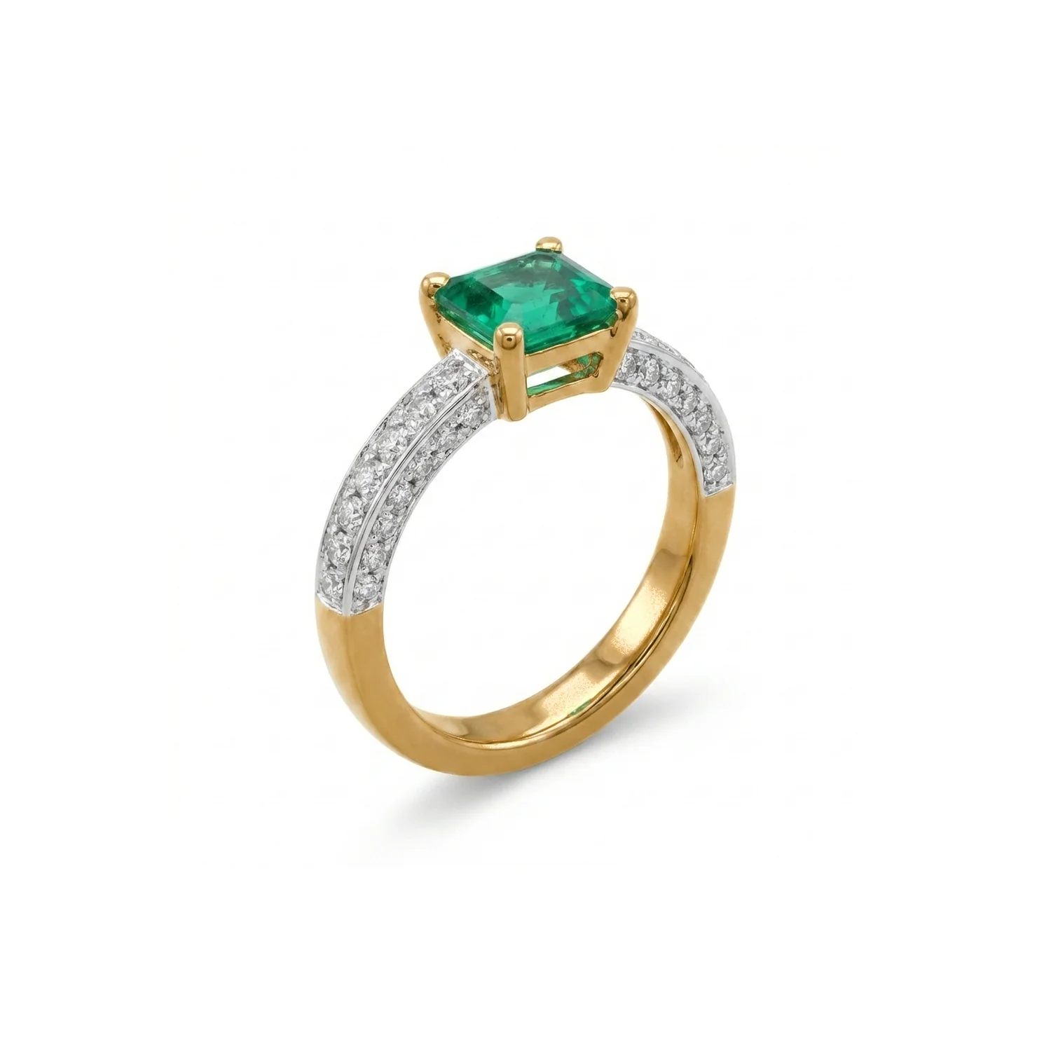Pavé Emerald Ring, view 4 — House of Mina