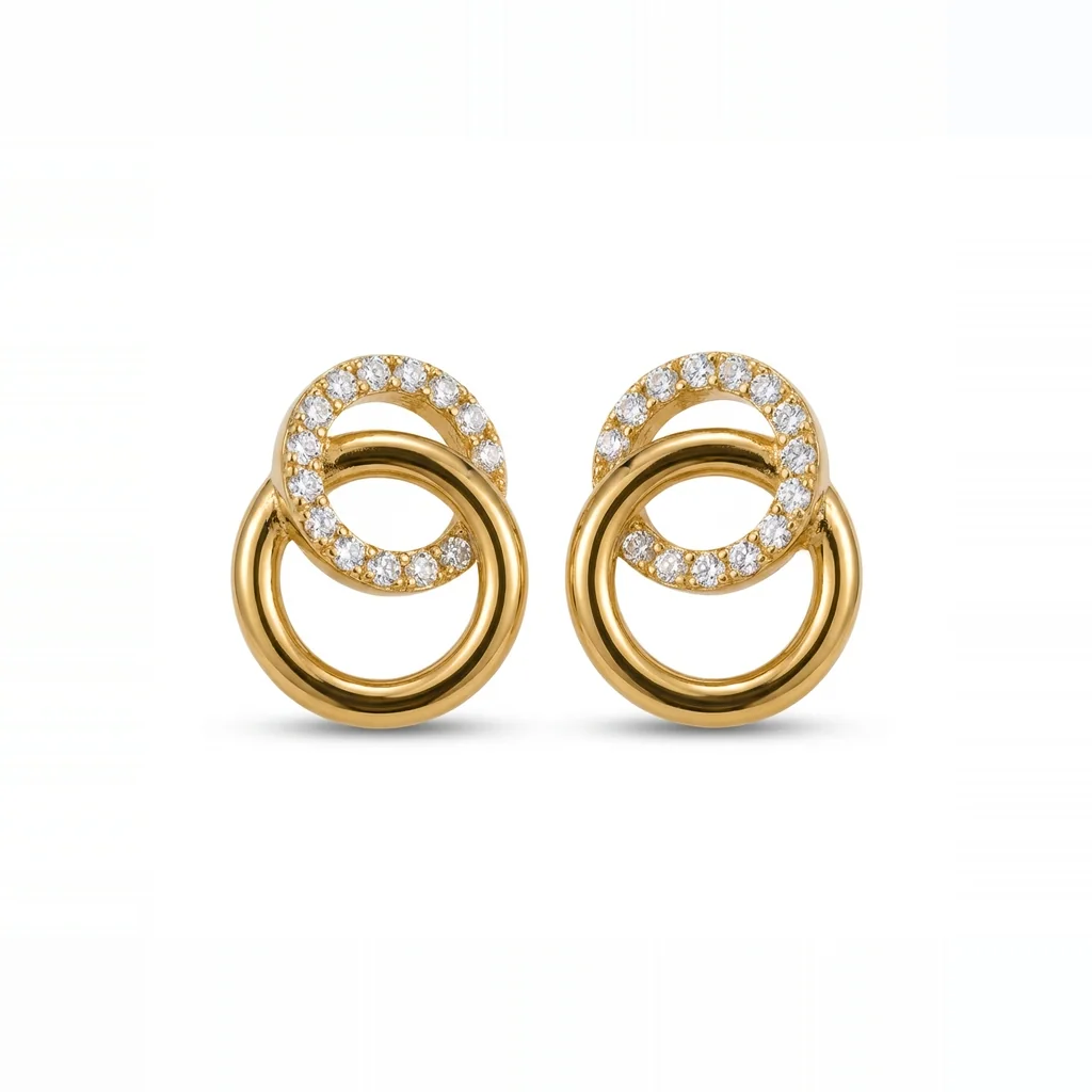Linked Circle Studs, view 1 — House of Mina