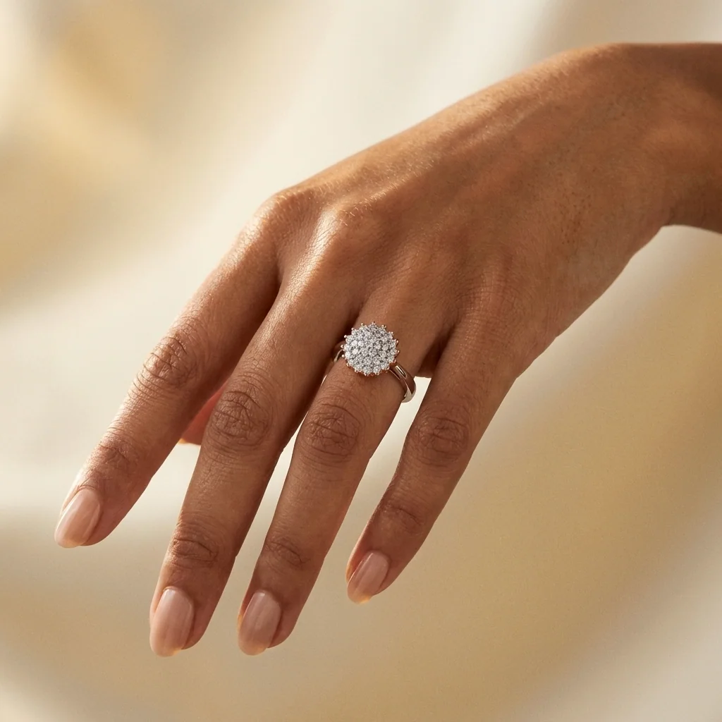 Livia Cluster Button Ring, view 2 — House of Mina