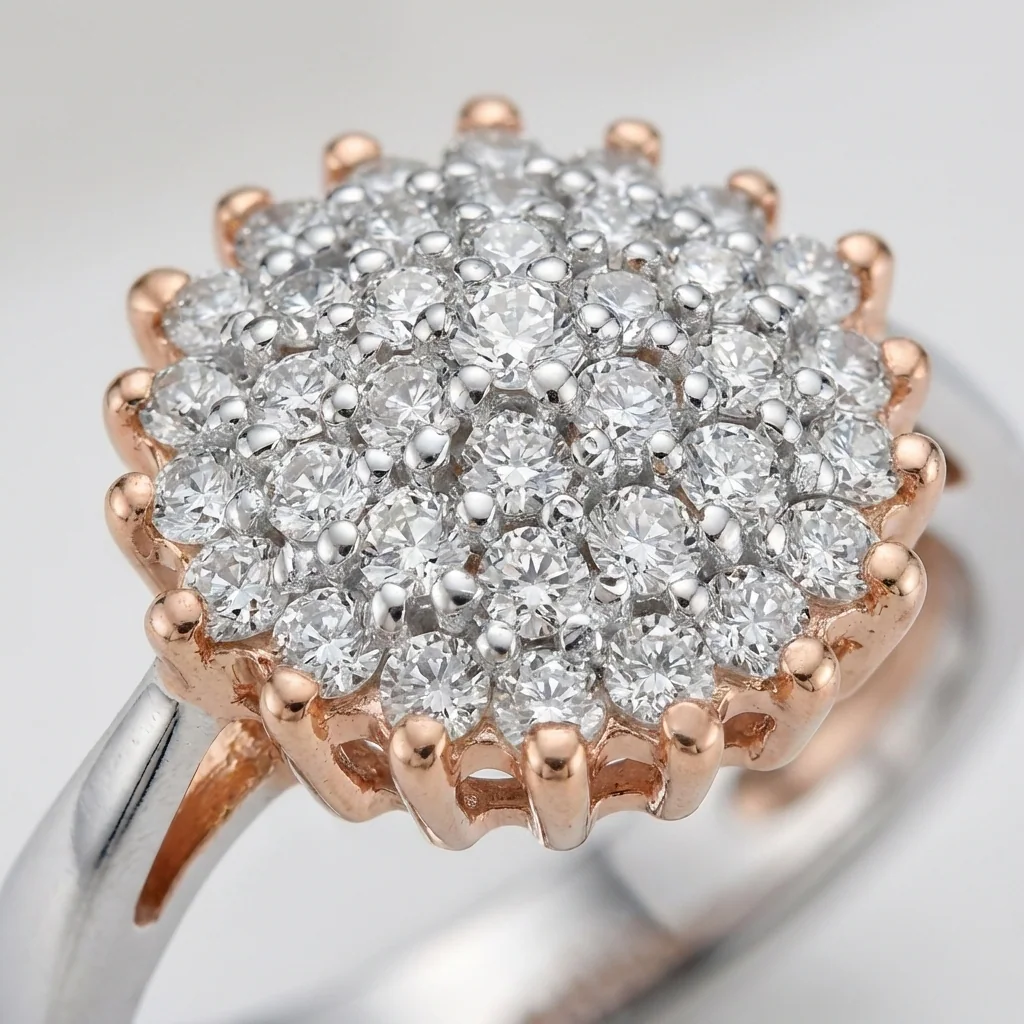 Livia Cluster Button Ring, view 3 — House of Mina
