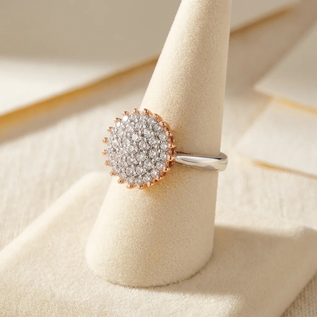 Livia Cluster Button Ring, view 5 — House of Mina