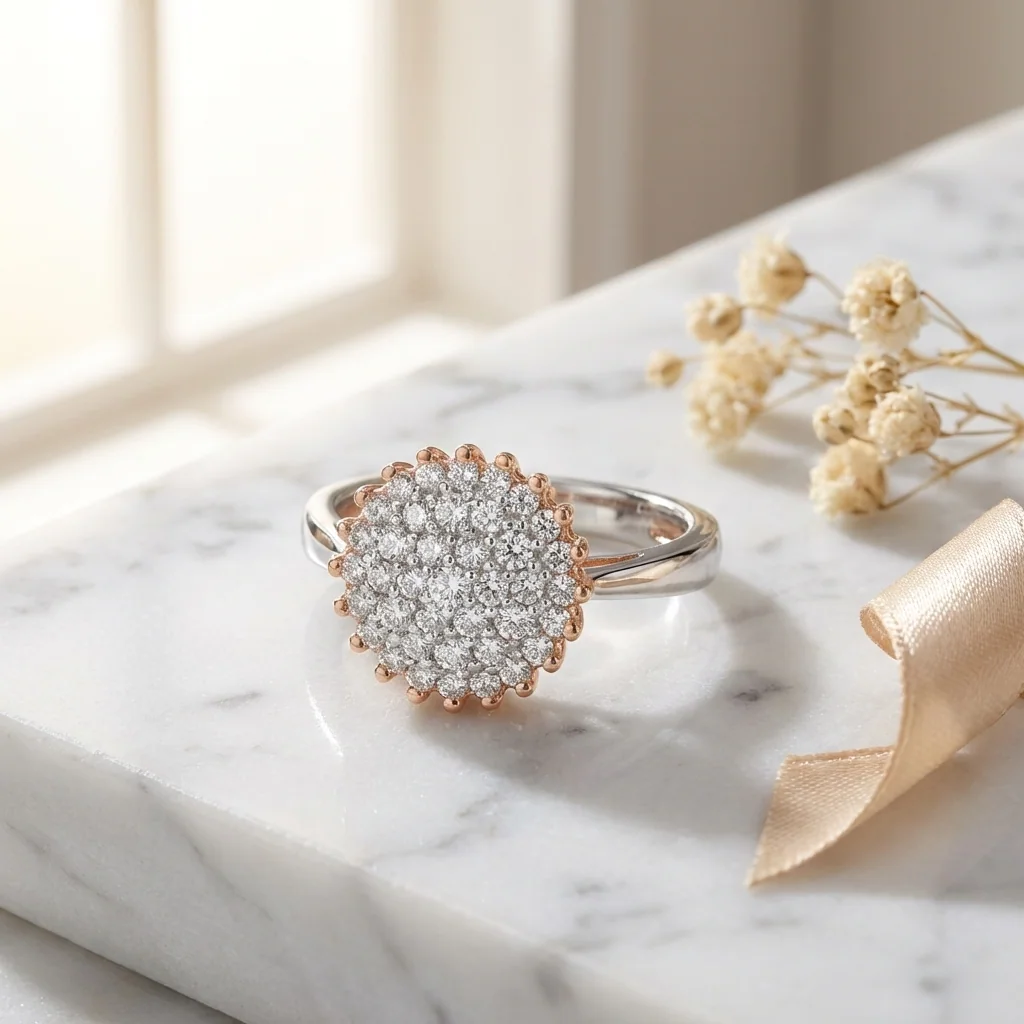 Livia Cluster Button Ring, view 6 — House of Mina