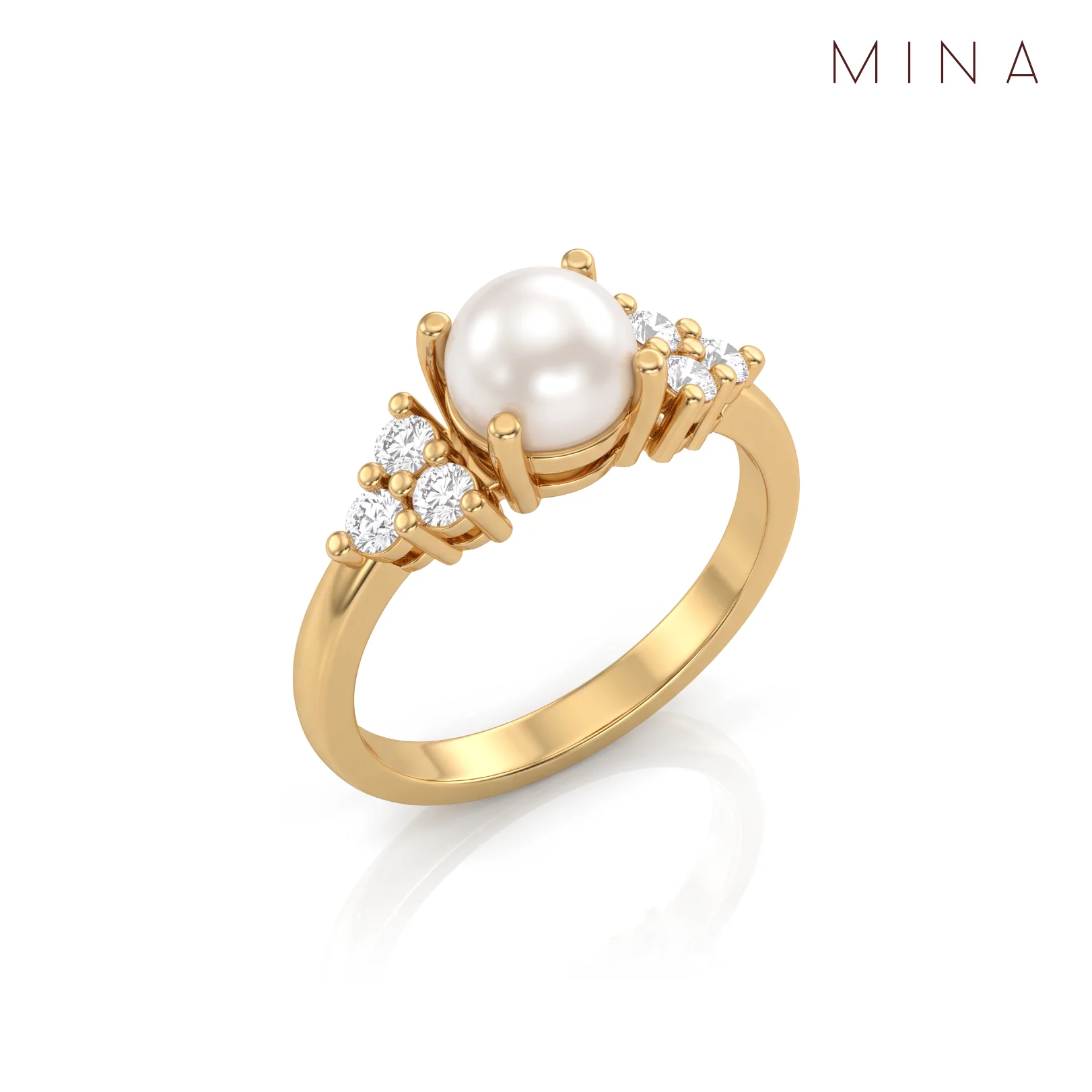 Pearl Trio Cluster Ring, view 1 — House of Mina