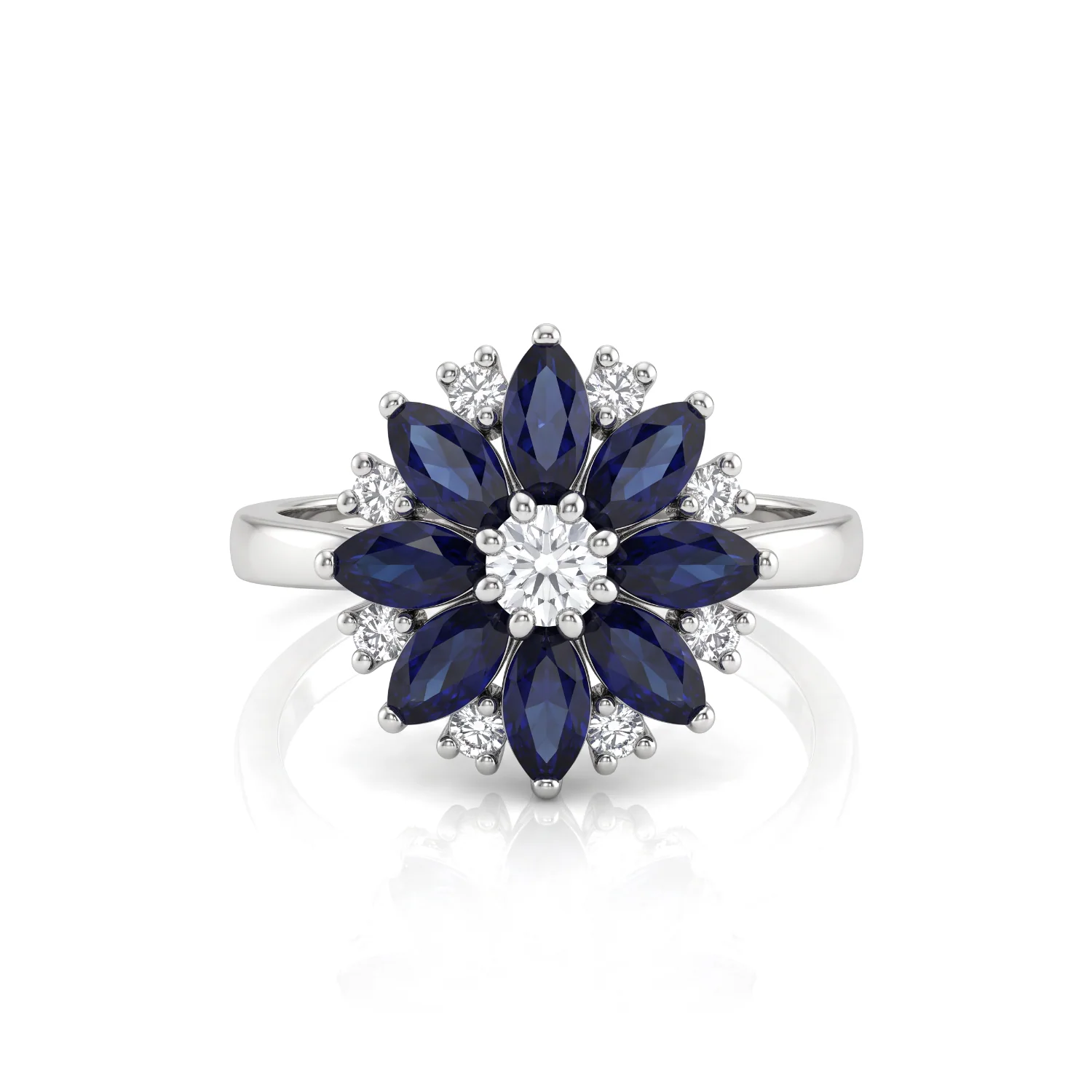 Sapphire Floral Cluster Ring, view 1 — House of Mina