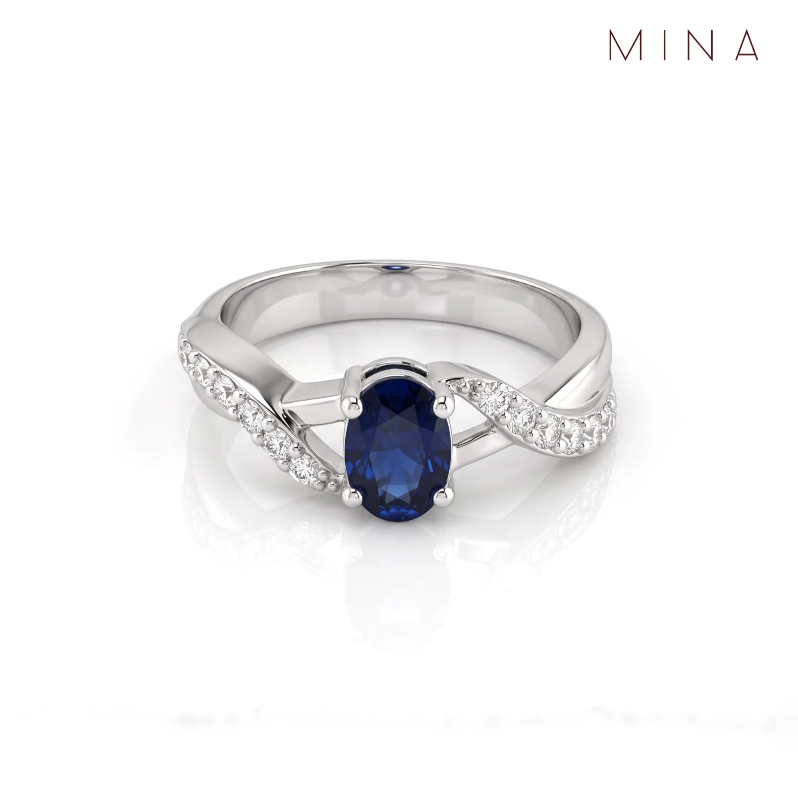 Sapphire Oval Twist Ring, view 1 — House of Mina