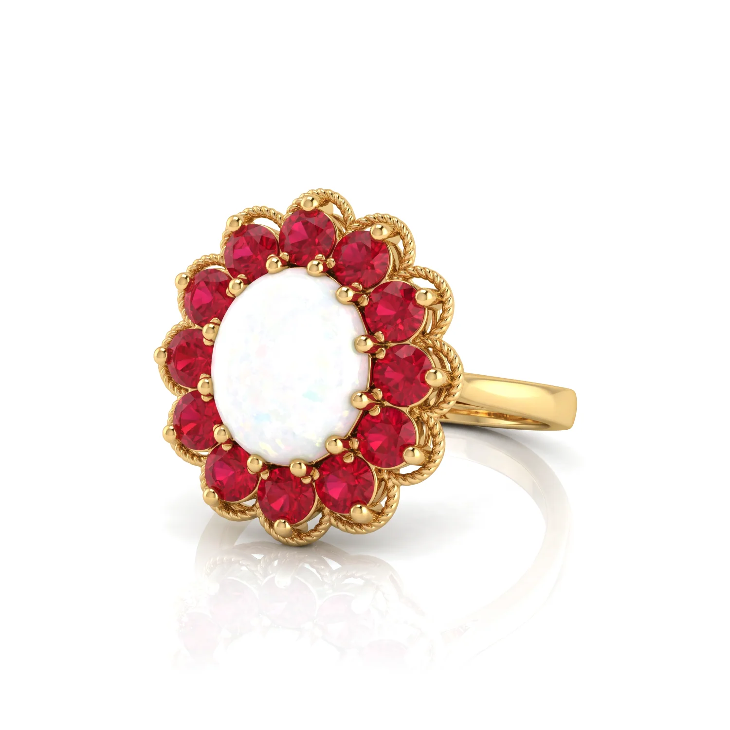 Opal Ruby Cluster Ring, view 1 — House of Mina