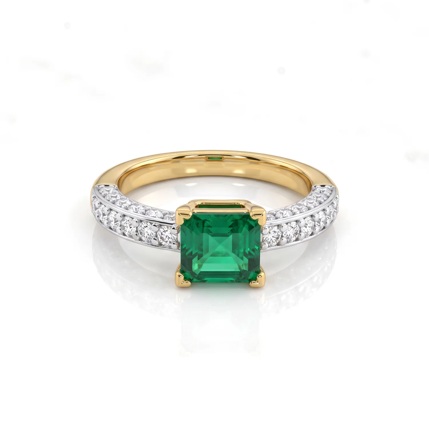 Pavé Emerald Ring, view 1 — House of Mina