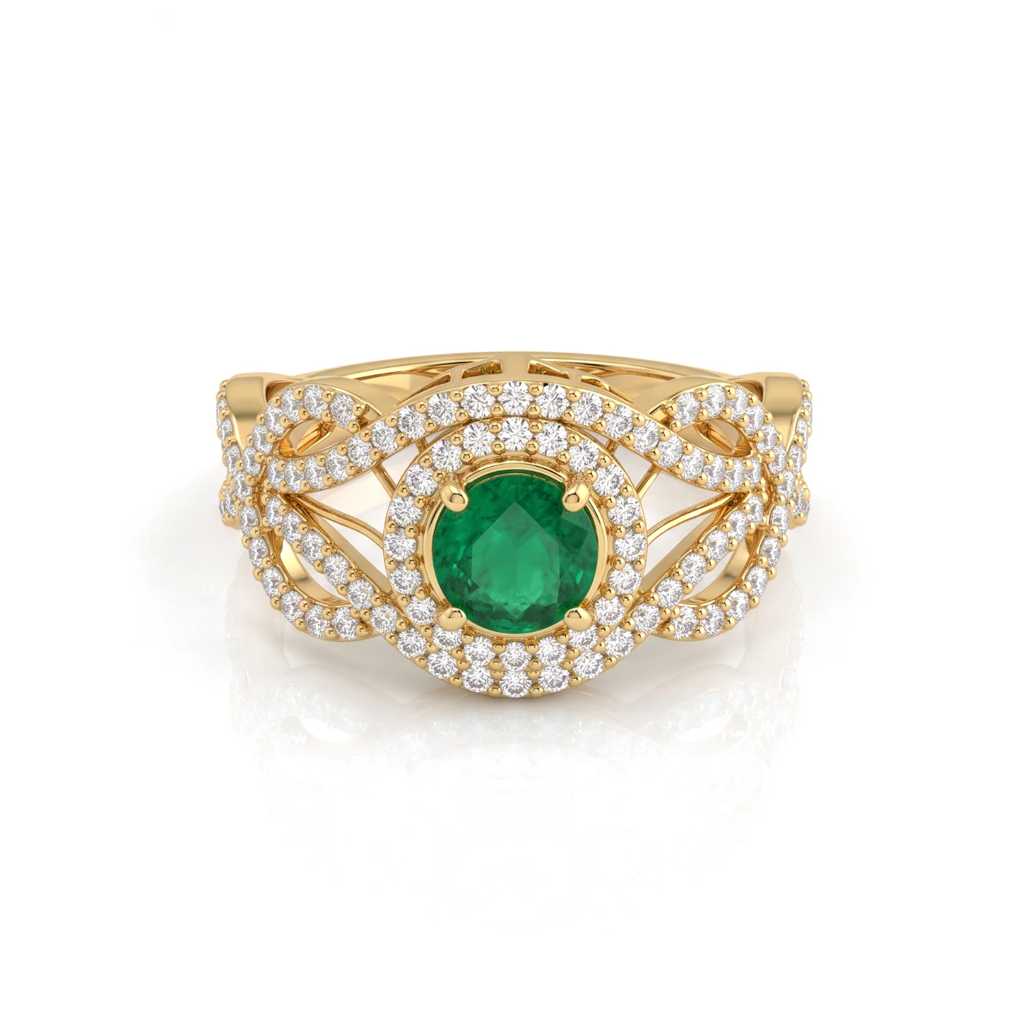 Oval Woven Halo Ring, view 1 — House of Mina