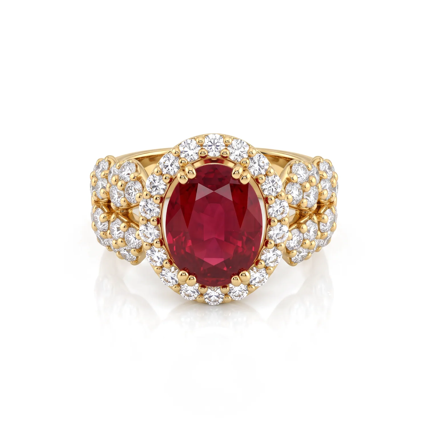 Fiora Oval Halo Ring, view 1 — House of Mina