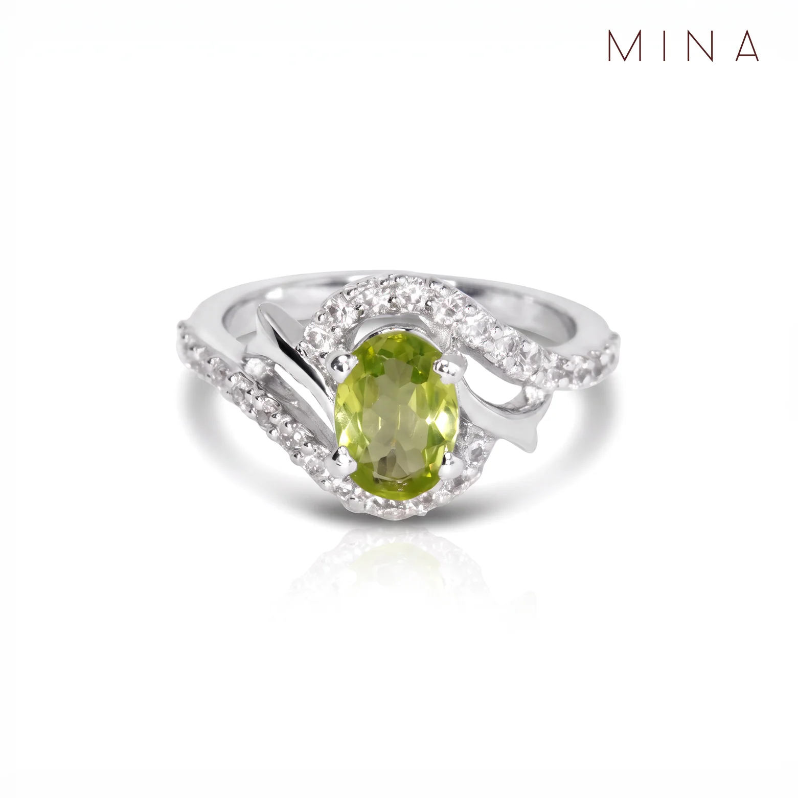Peridot Oval Swirl Ring, view 1 — House of Mina