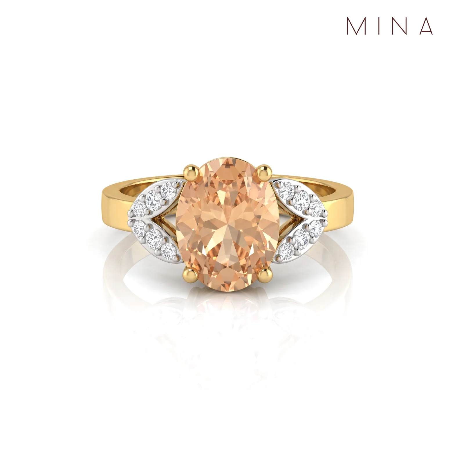 Champagne Oval Ring, view 1 — House of Mina
