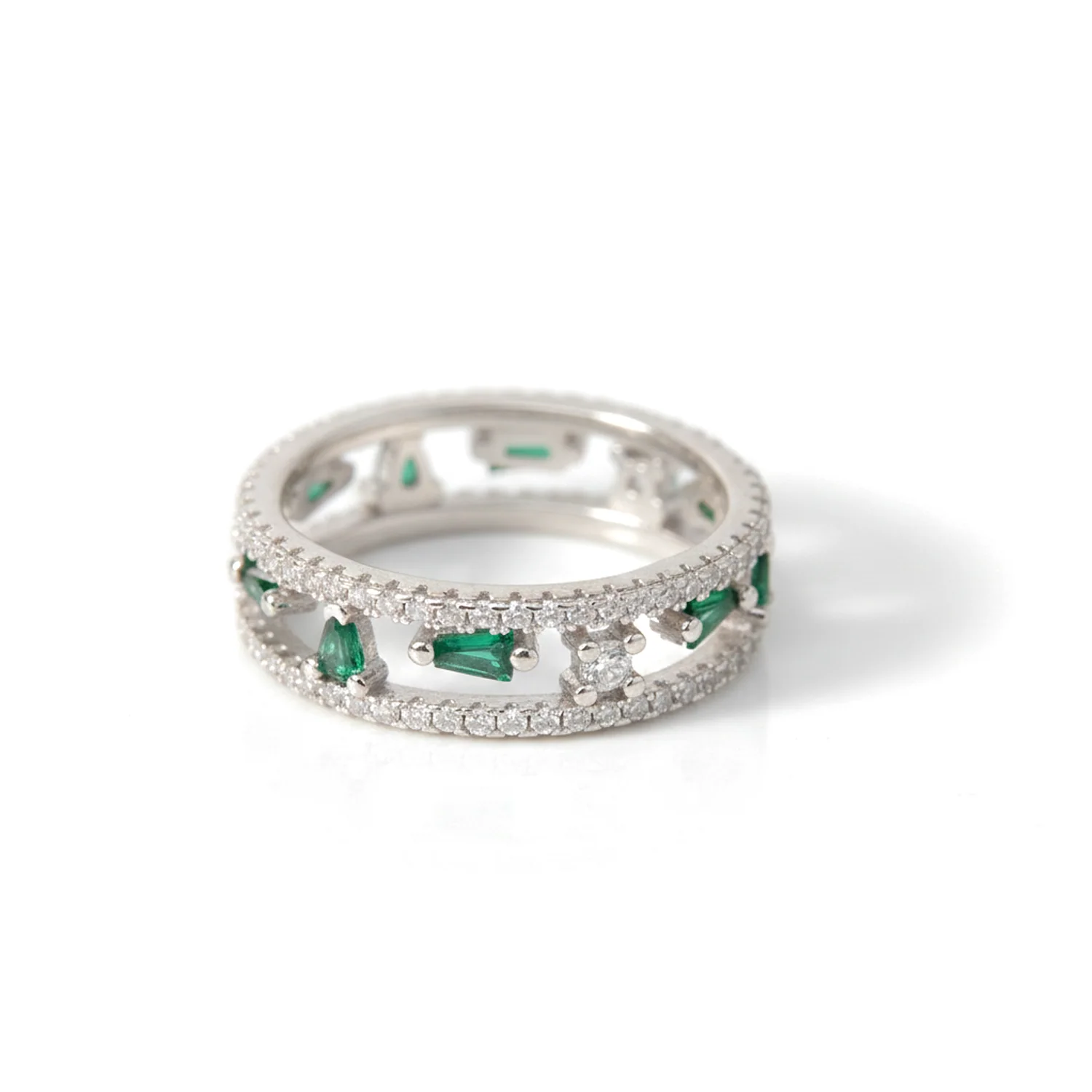 Emerald Eternity Band, view 1 — House of Mina
