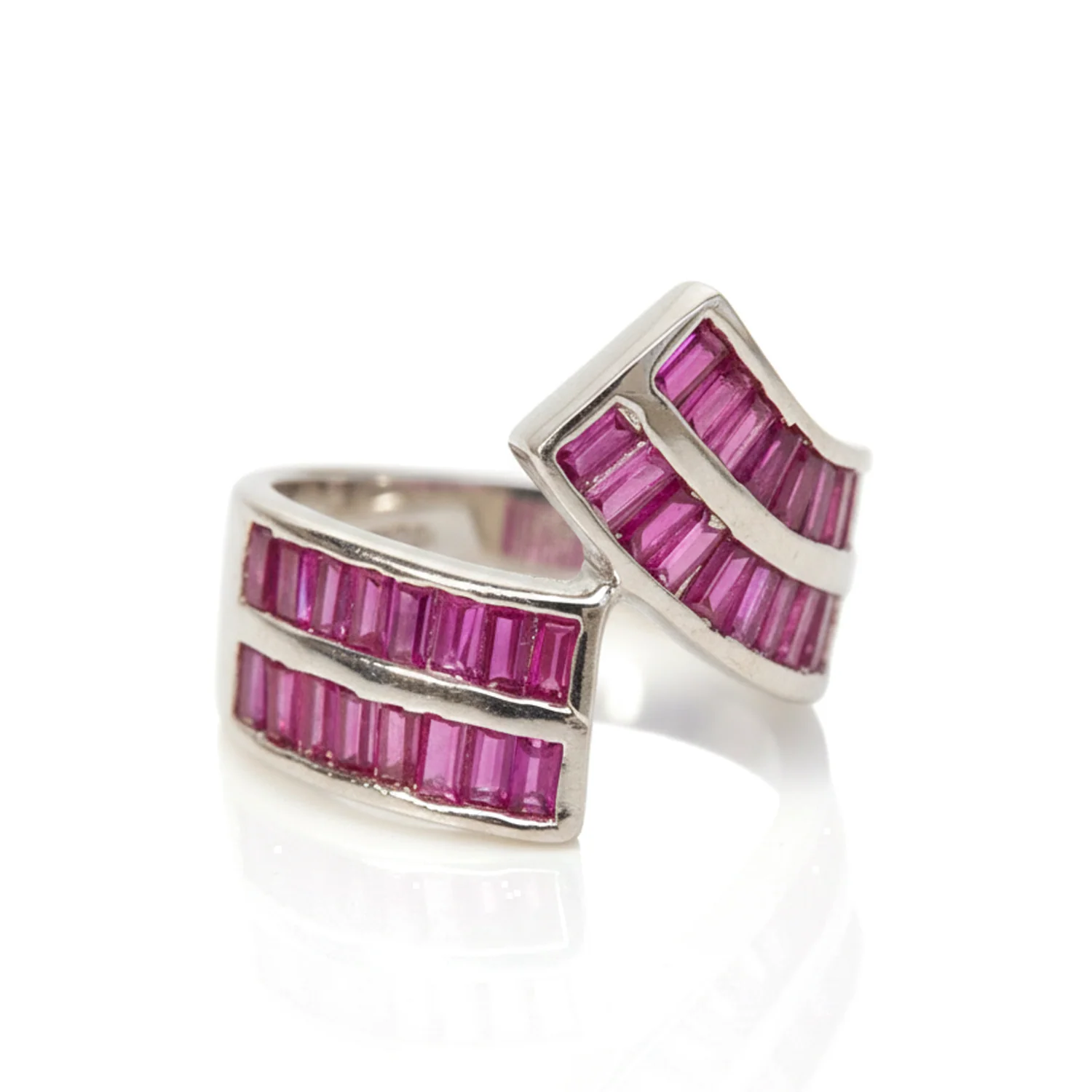 Ruby Baguette Bypass Ring, view 1 — House of Mina
