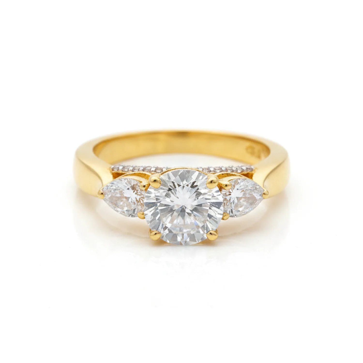 Pear Three-Stone Ring, view 1 — House of Mina