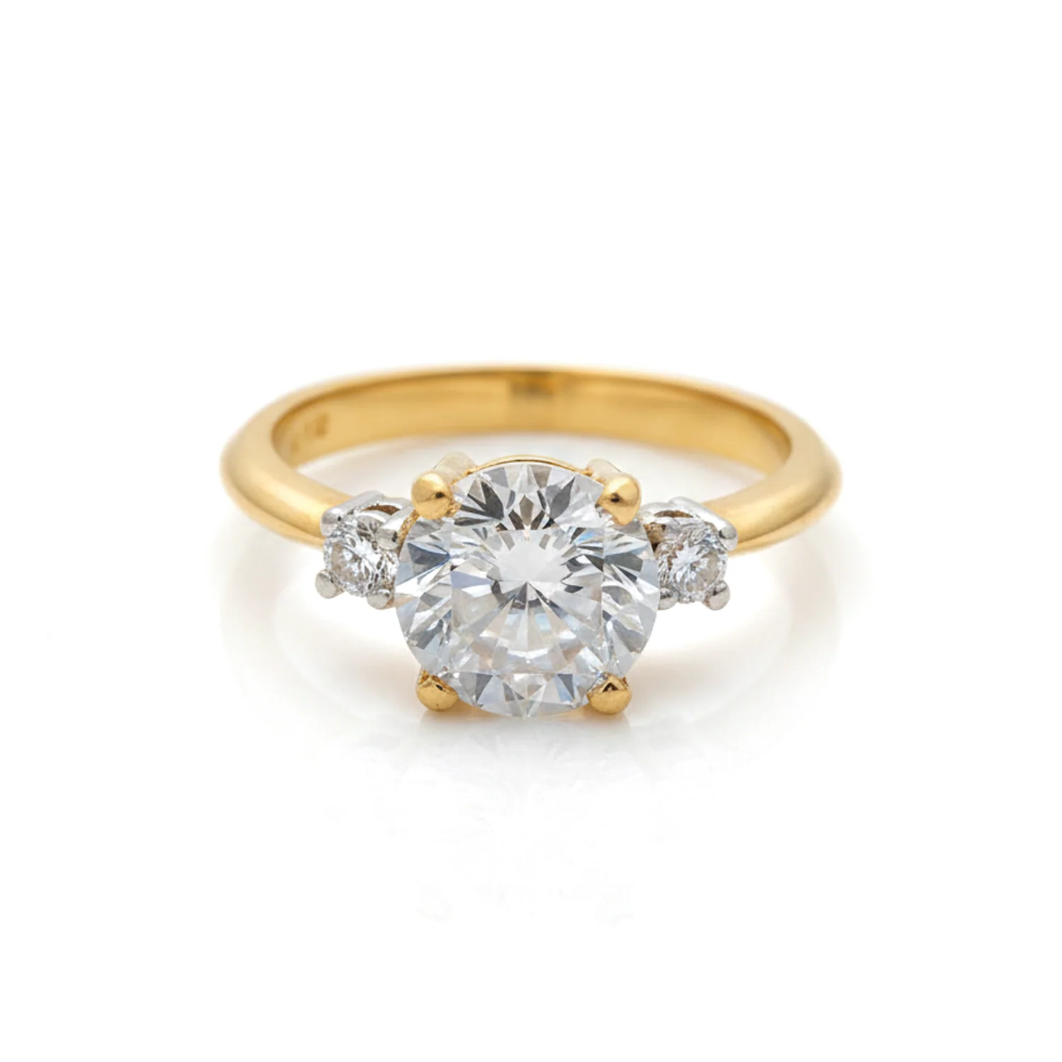Round Three-Stone Ring, view 1 — House of Mina