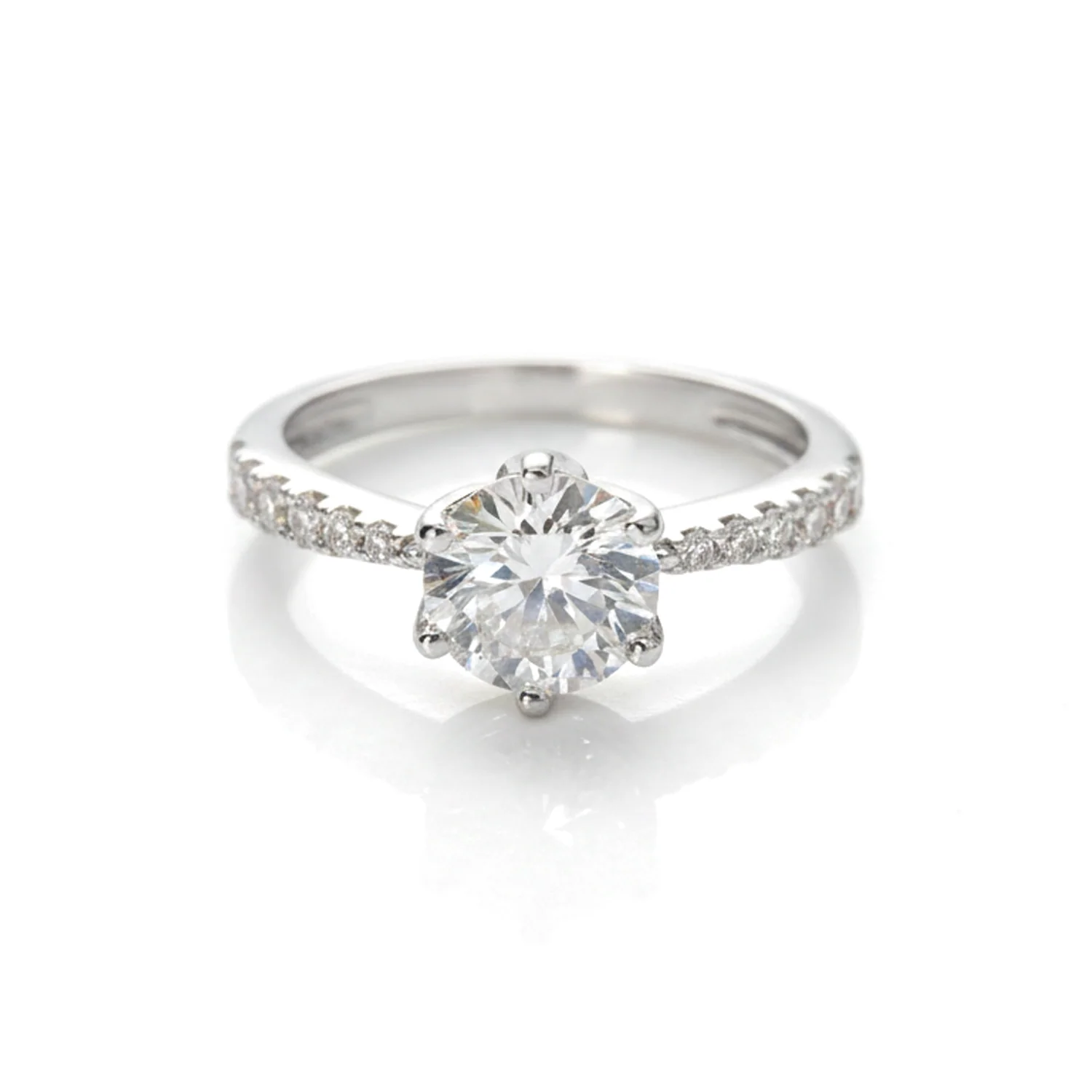 Round Solitaire Pavé Ring, view 1 — House of Mina