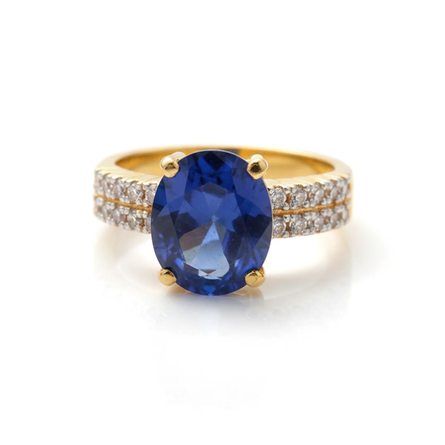 Sapphire Oval Double-Row Ring, view 1 — House of Mina