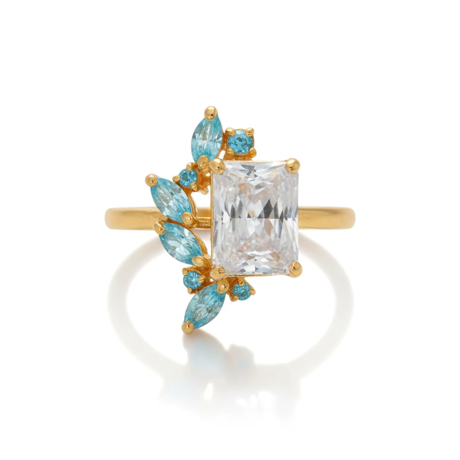 Aqua Marquise Cluster Ring, view 1 — House of Mina