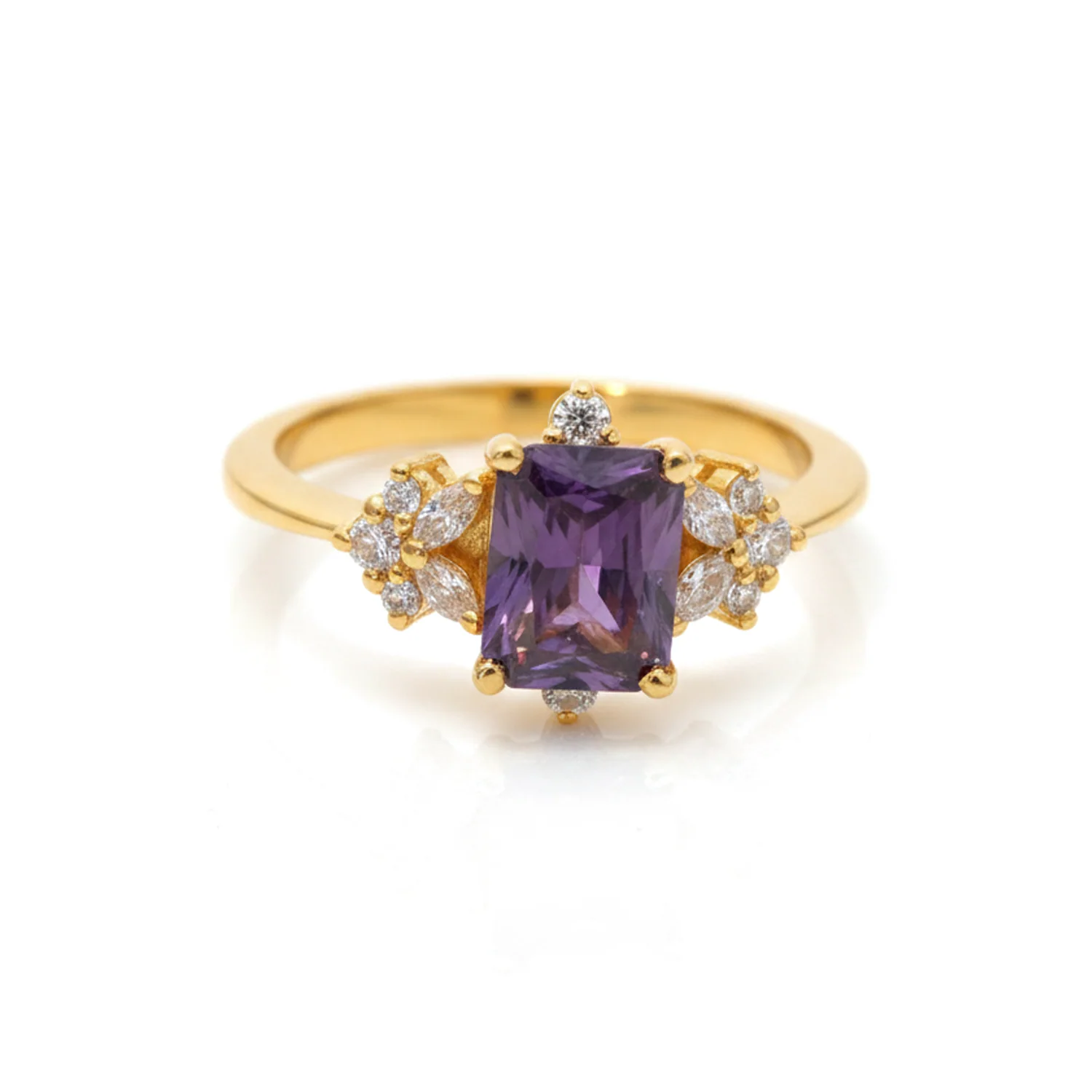 Amethyst Emerald-Cut Ring, view 1 — House of Mina