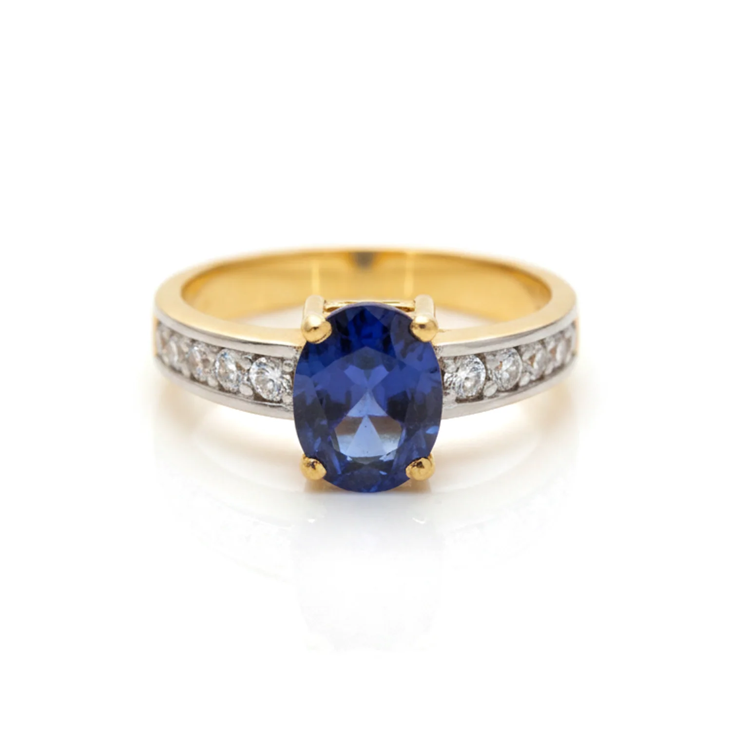 Sapphire Oval Pavé Ring, view 1 — House of Mina