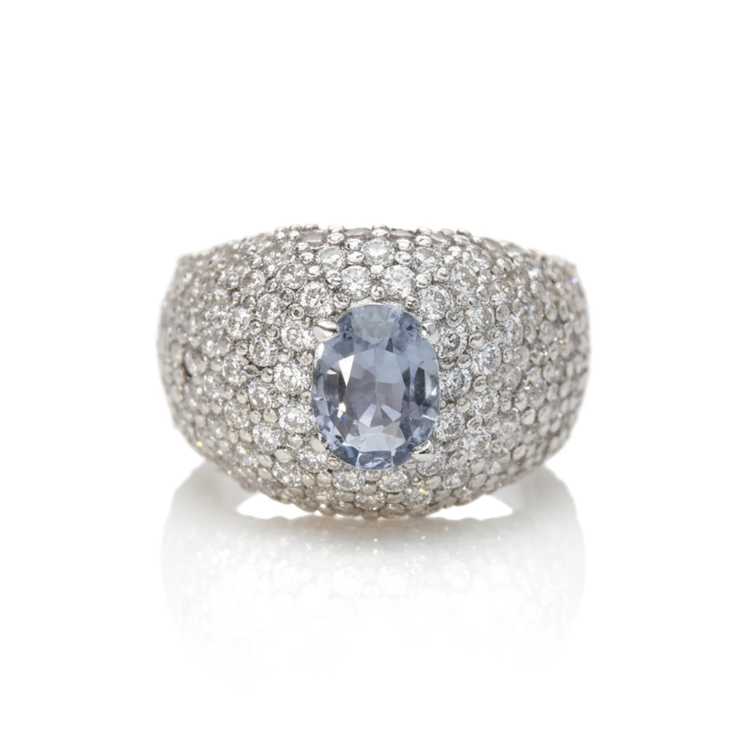 Ice Blue Pavé Dome Ring, view 1 — House of Mina