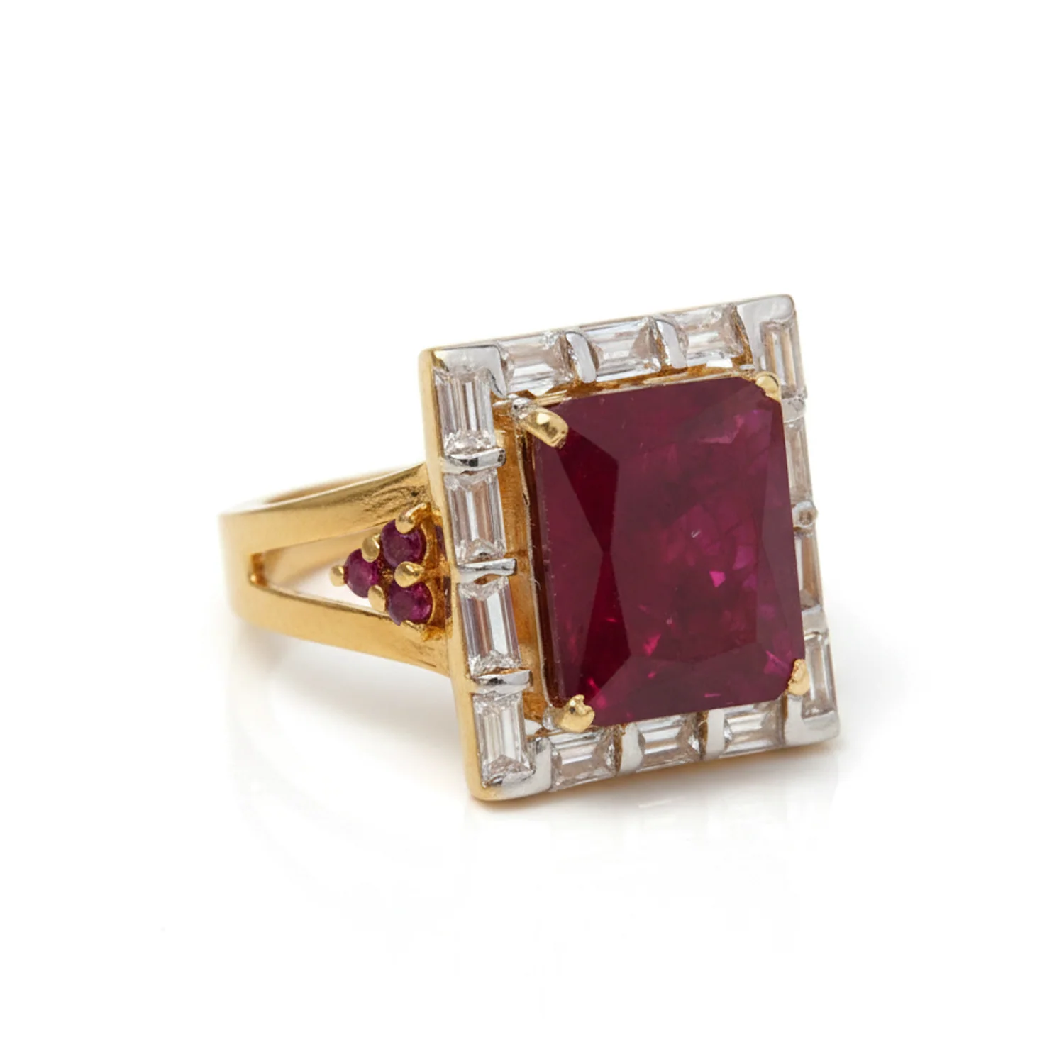 Ruby Baguette Frame Ring, view 1 — House of Mina