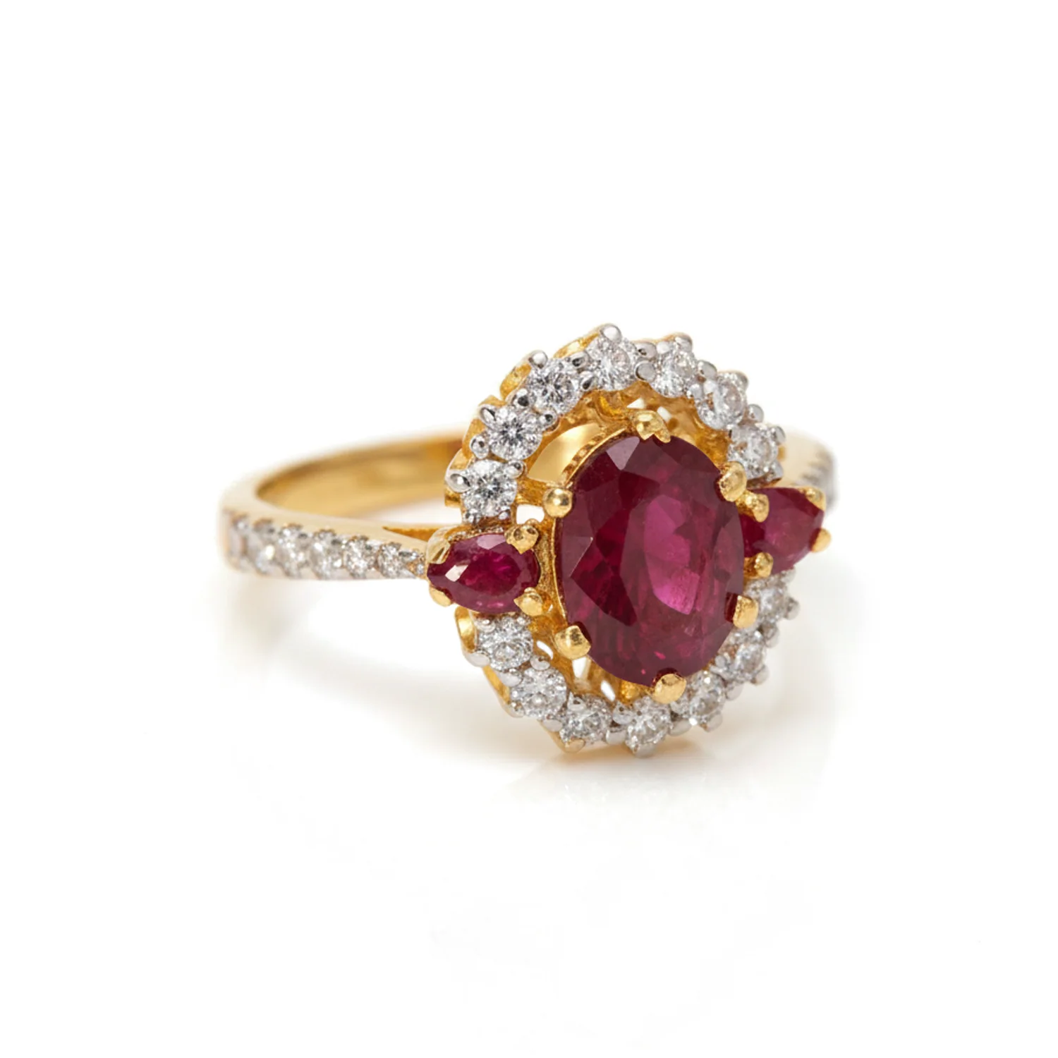 Ruby Oval Marquise-Side Ring, view 1 — House of Mina