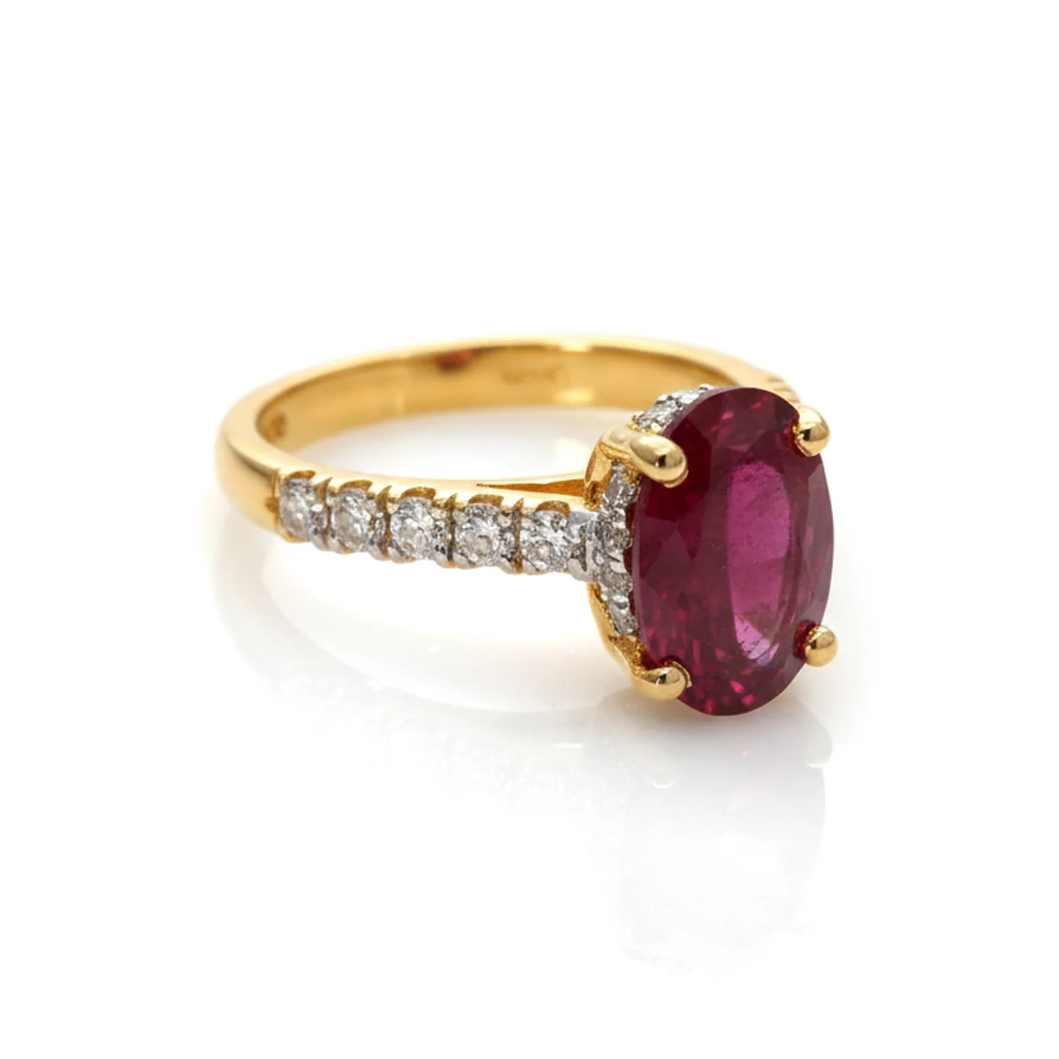 Ruby Oval Pavé Ring, view 1 — House of Mina