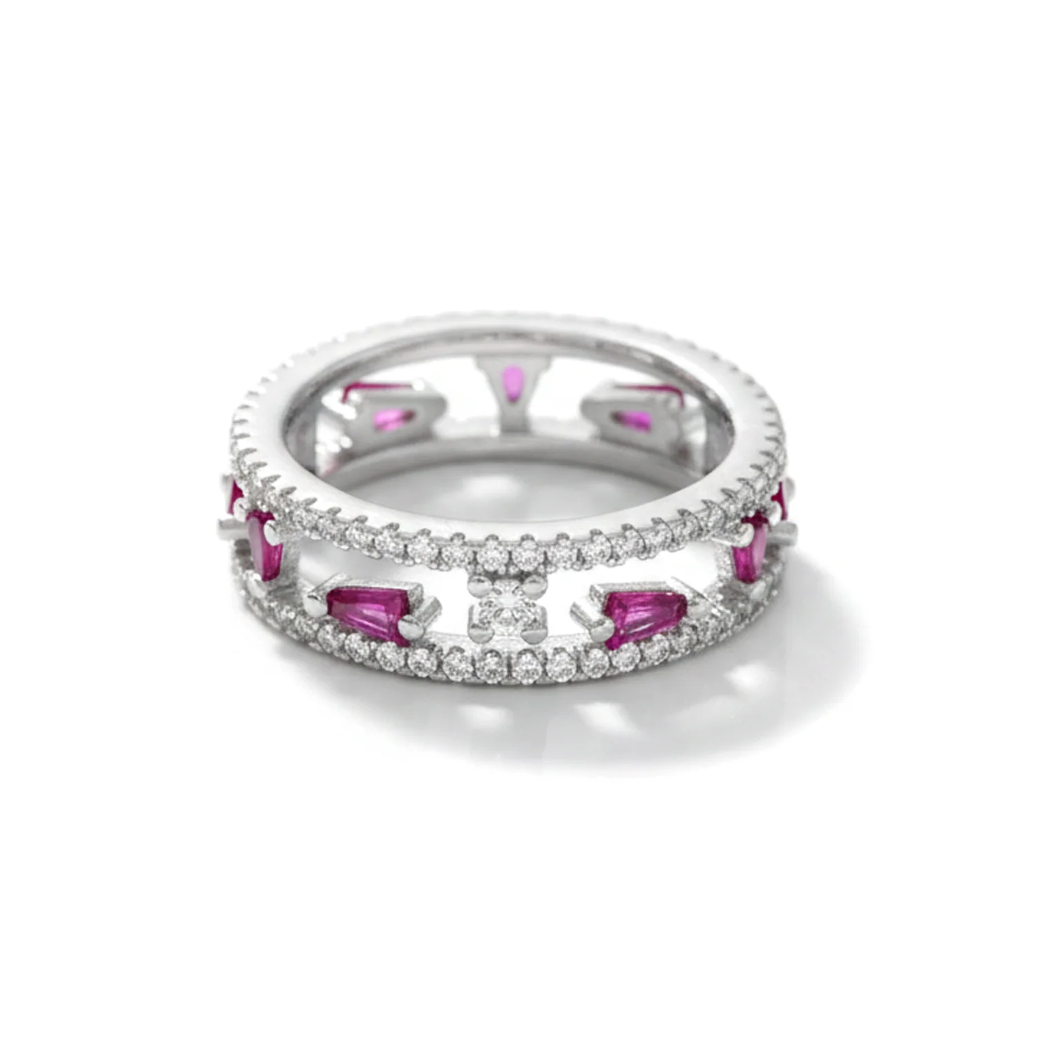 Rose Baguette Eternity Band, view 1 — House of Mina