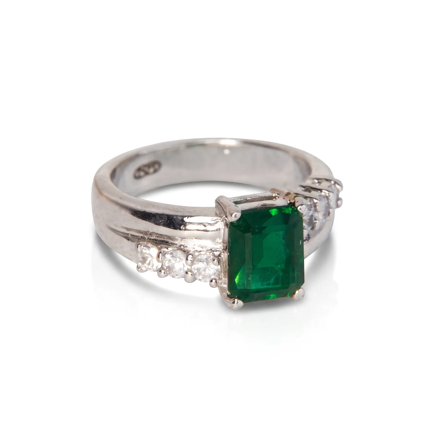 Emerald Baguette Band Ring, view 1 — House of Mina
