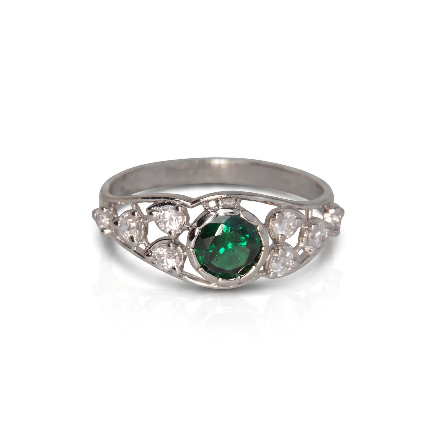Emerald Bezel Filigree Ring, view 1 — House of Mina