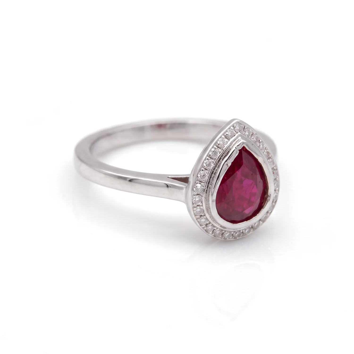 Ruby Pear Bezel Ring, view 1 — House of Mina