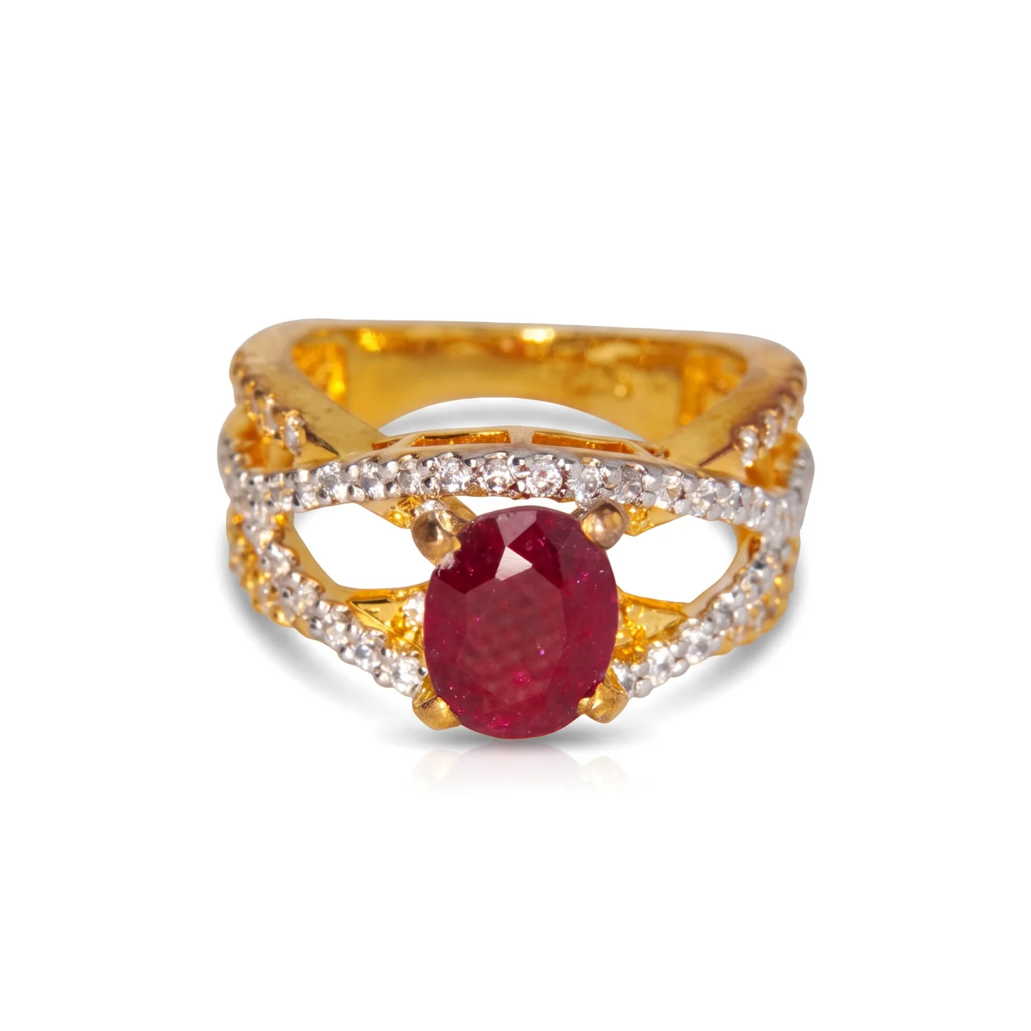 Ruby Twist Ring, view 1 — House of Mina