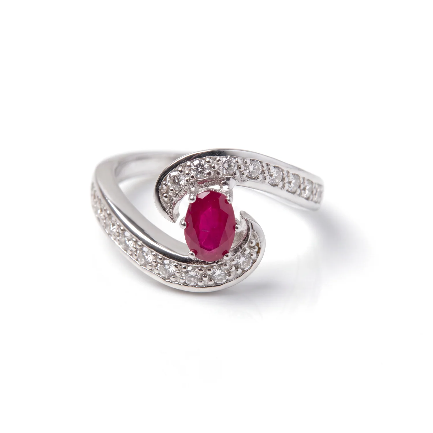 Ruby Oval Swirl Ring, view 1 — House of Mina