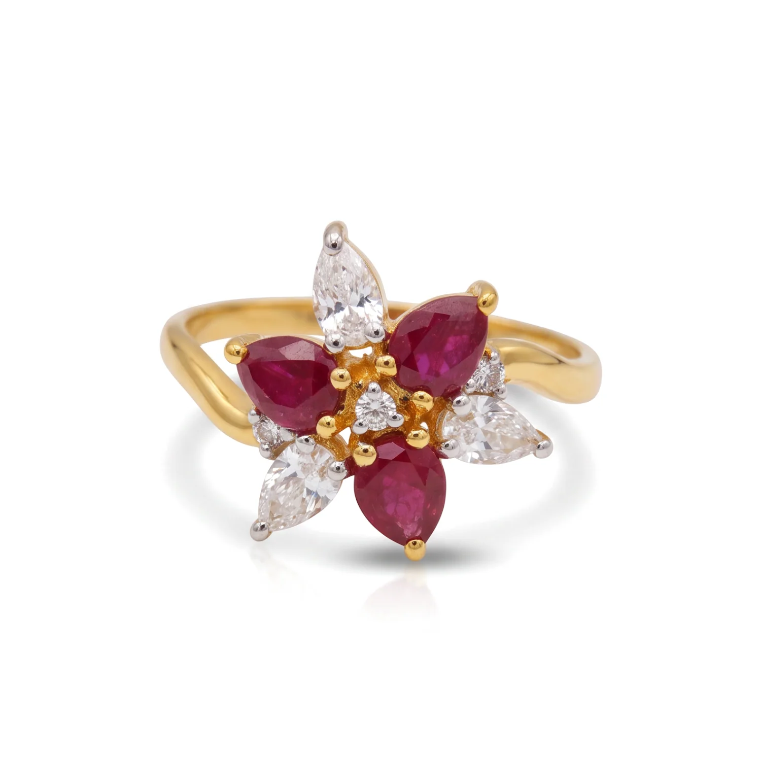 Ruby Petal Cluster Ring, view 1 — House of Mina