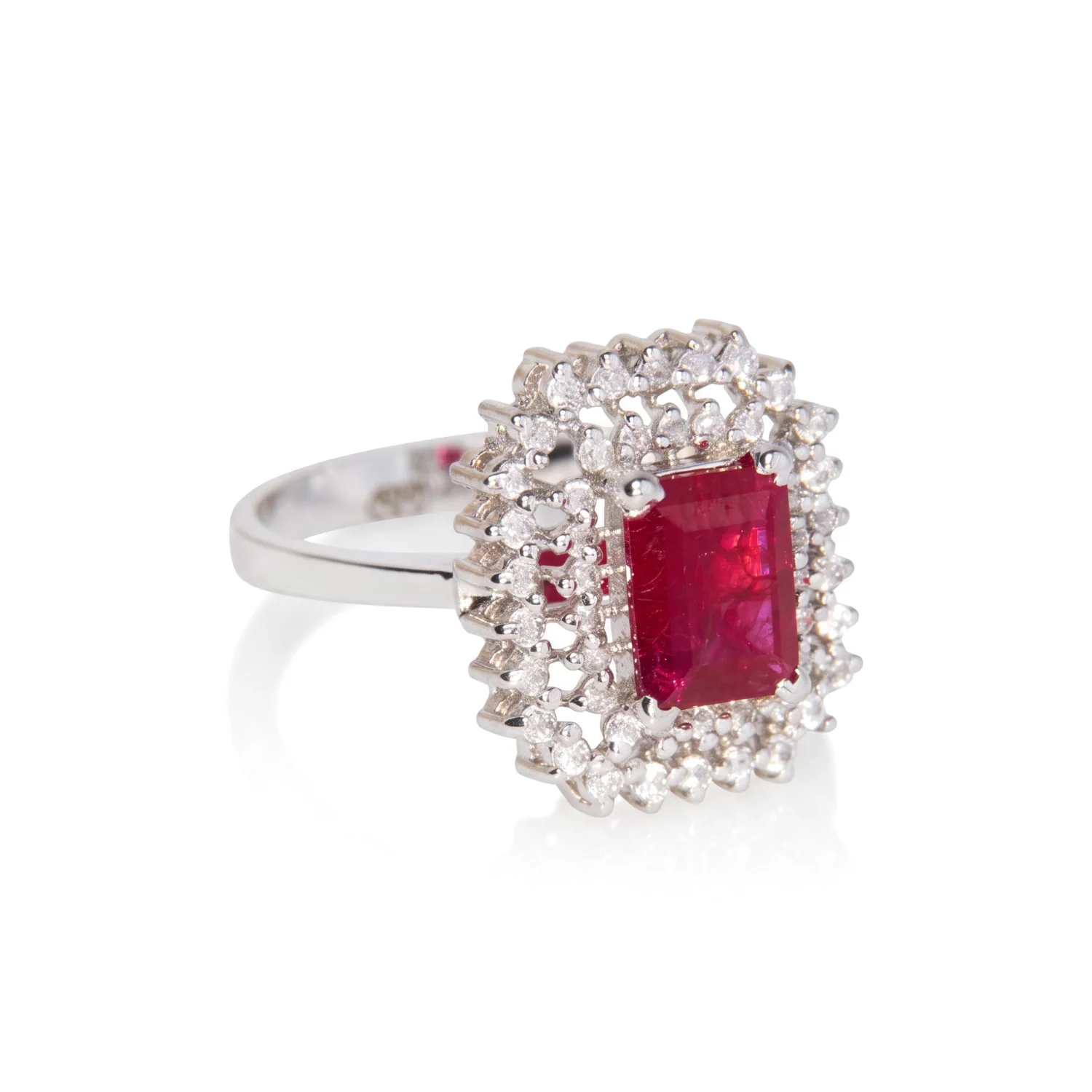 Carmine Halo Ring, view 1 — House of Mina