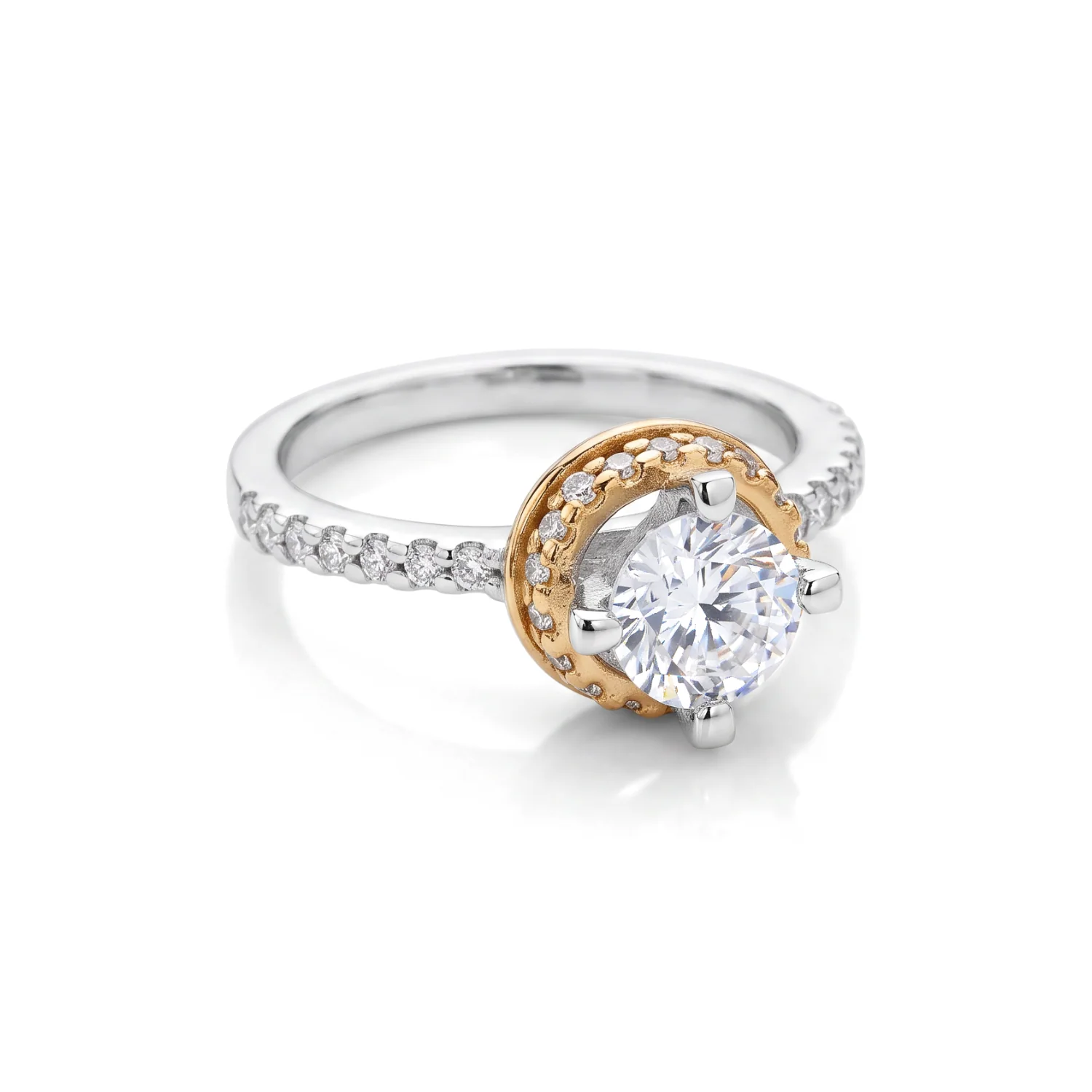 Solitaire Round Halo Ring, view 1 — House of Mina