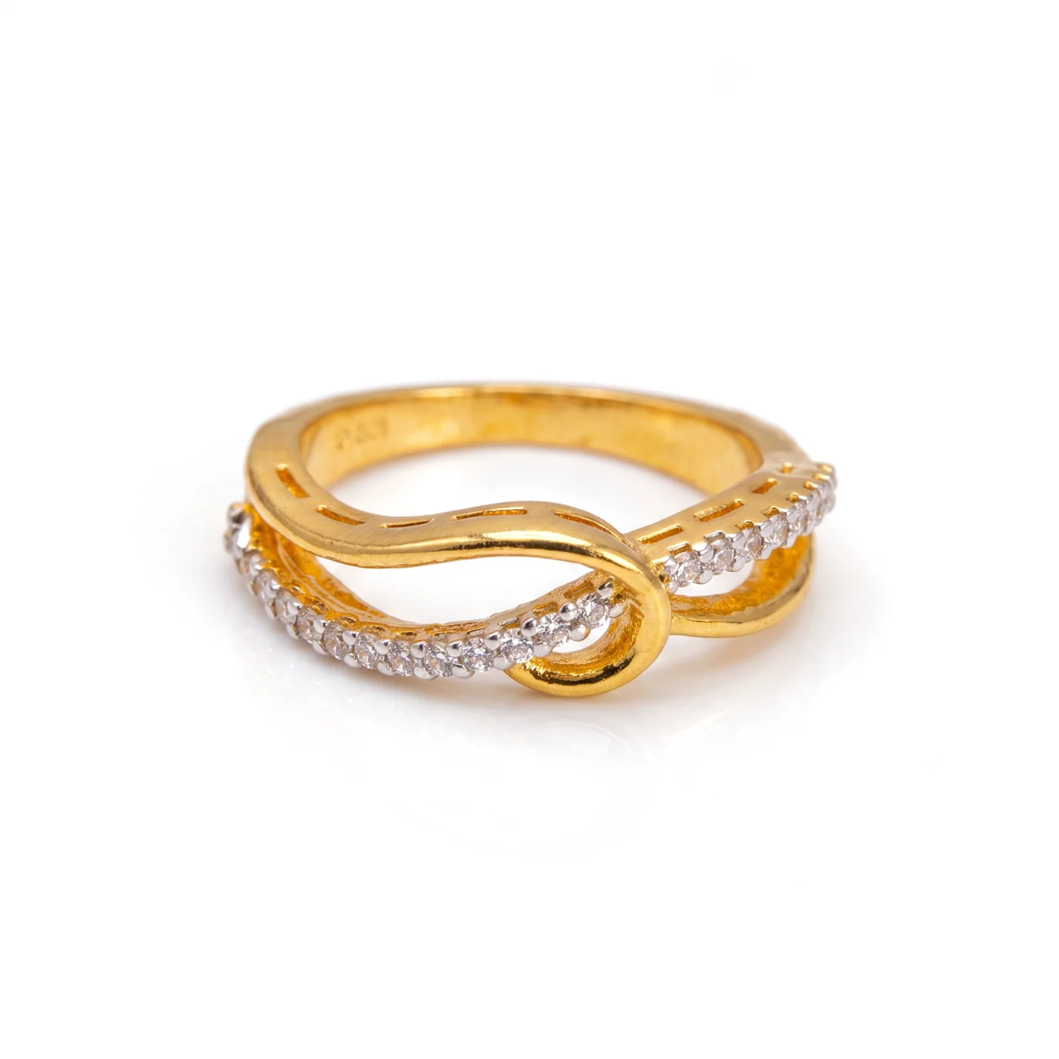 Gold Twist Pavé Band, view 1 — House of Mina