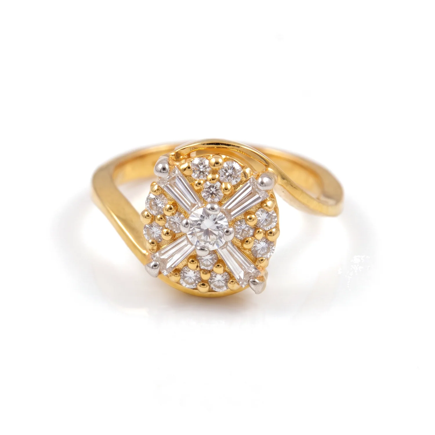 Gold Baguette Starburst Ring, view 1 — House of Mina