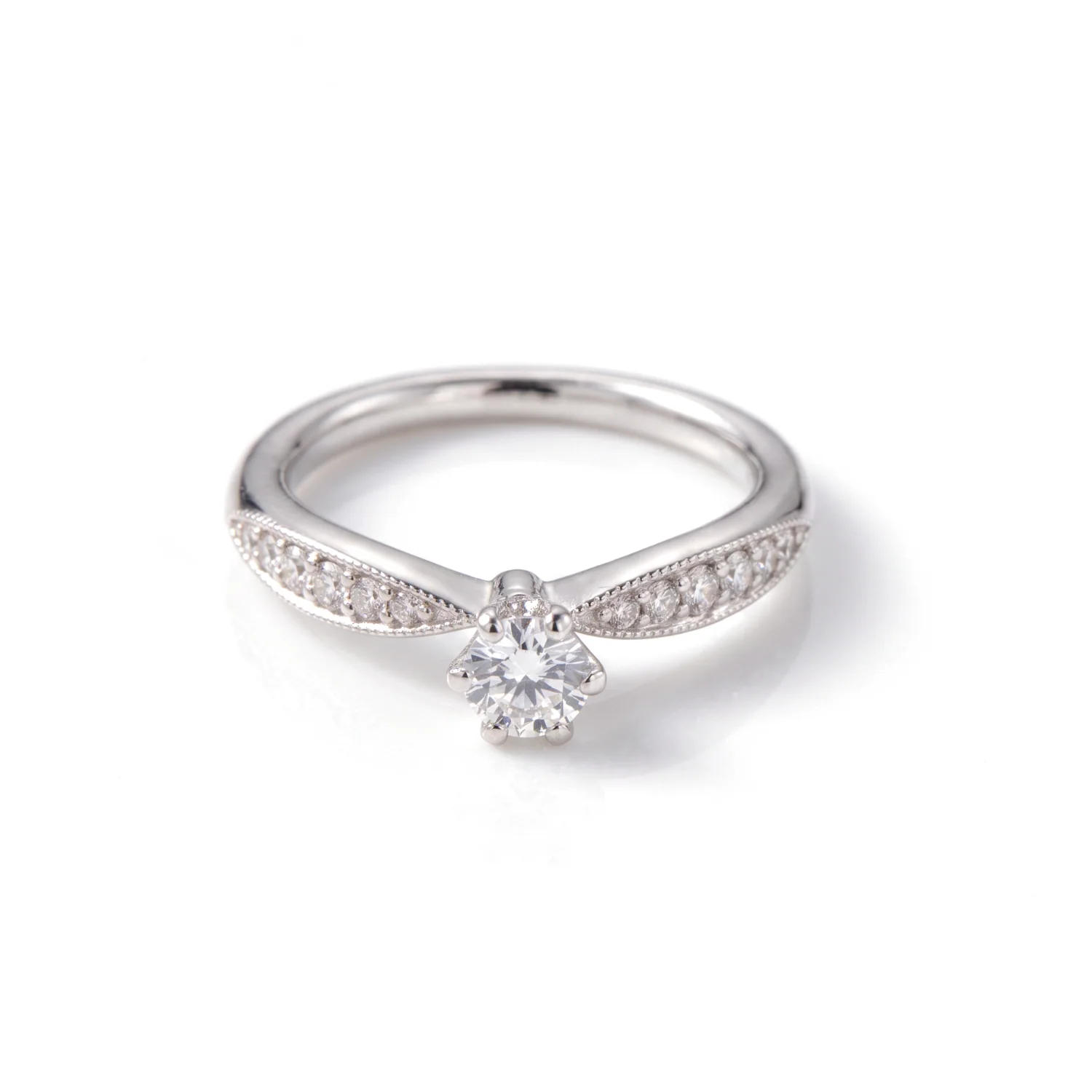 Tapered Pavé Solitaire, view 1 — House of Mina
