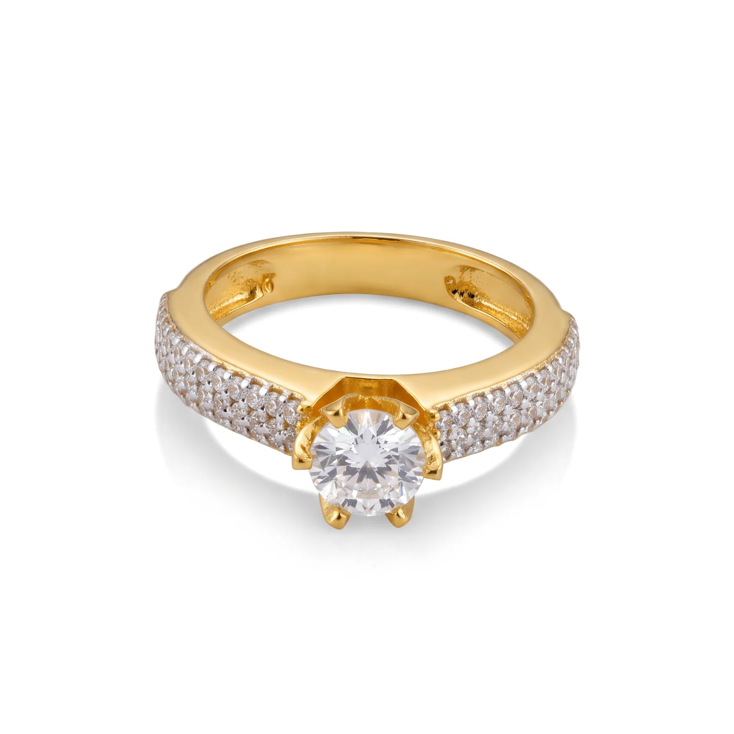 Gold Pavé Solitaire, view 1 — House of Mina