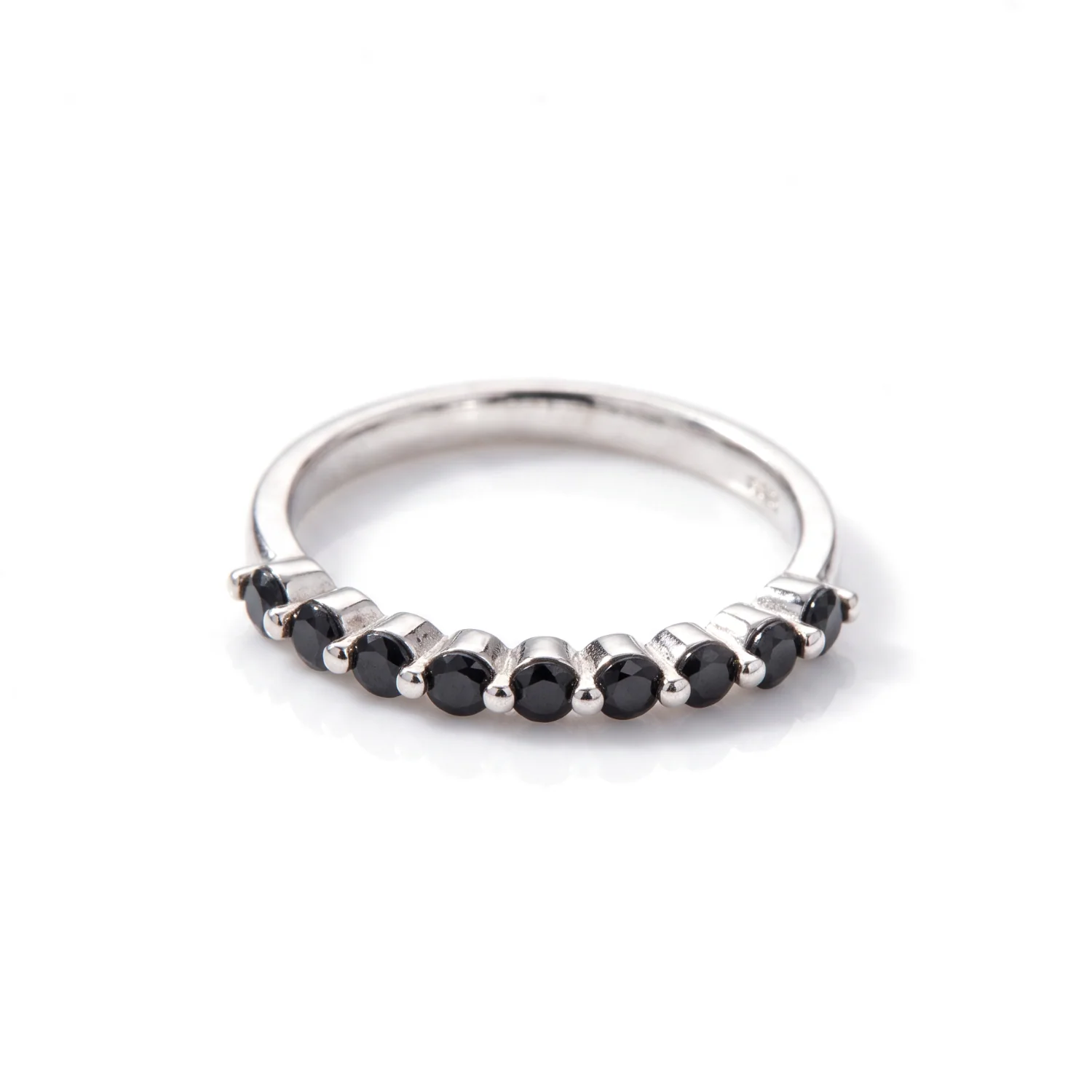Black Stone Half-Eternity Band, view 1 — House of Mina
