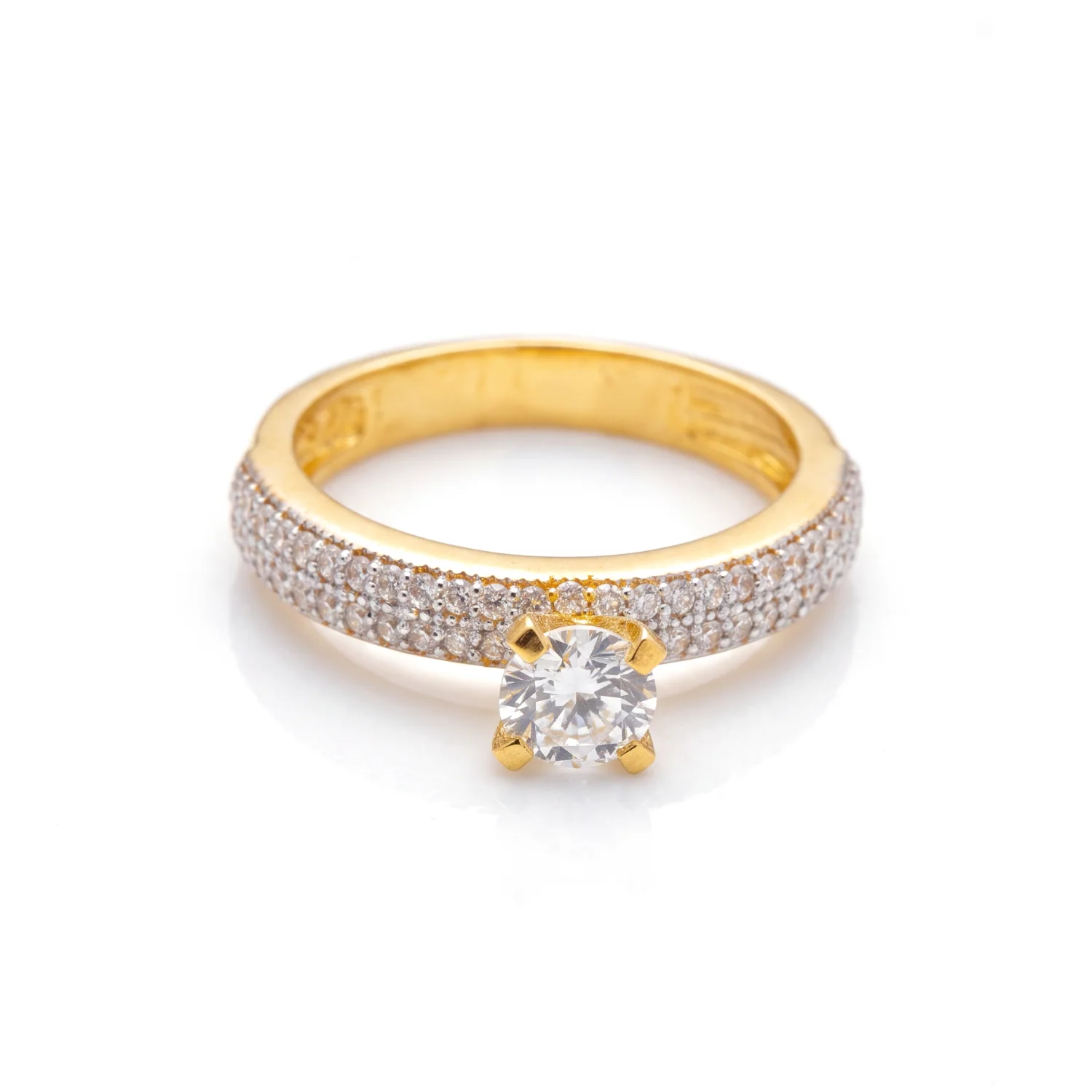Gold Triple-Row Solitaire, view 2 — House of Mina