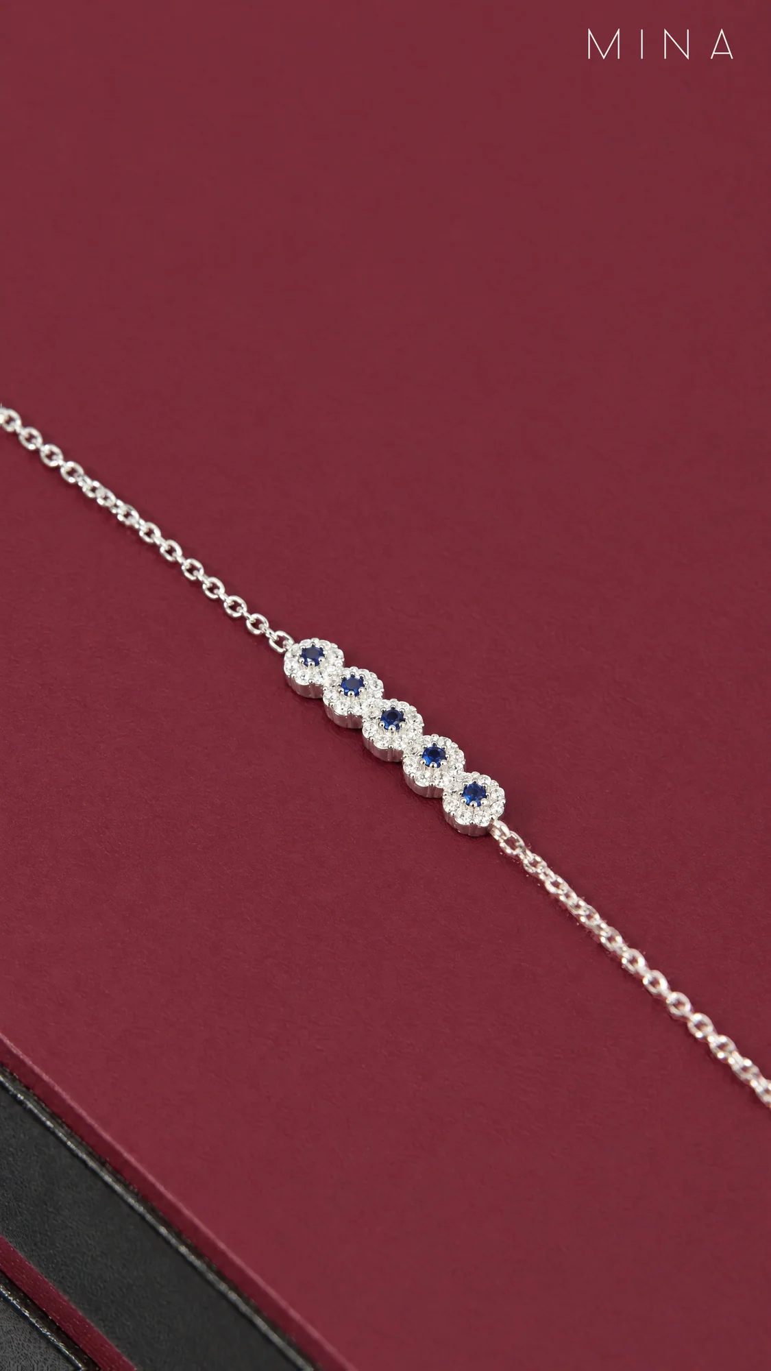 Sapphire Halo Line Bracelet, view 1 — House of Mina