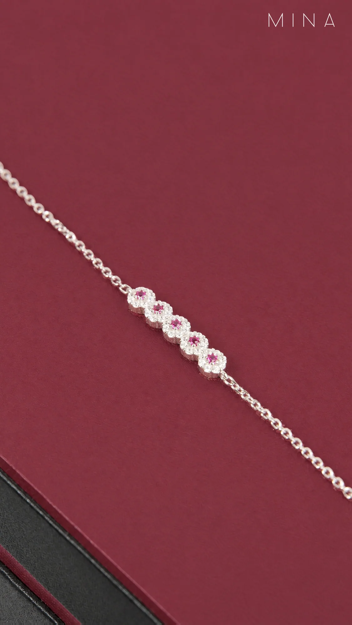 Pink Halo Line Bracelet, view 1 — House of Mina