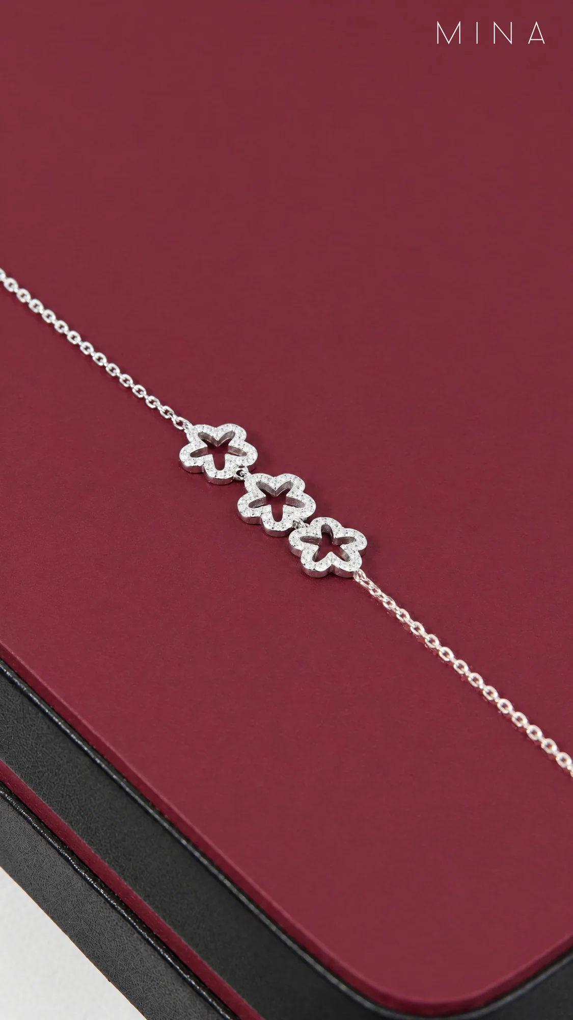 Triple Flower Bracelet, view 1 — House of Mina