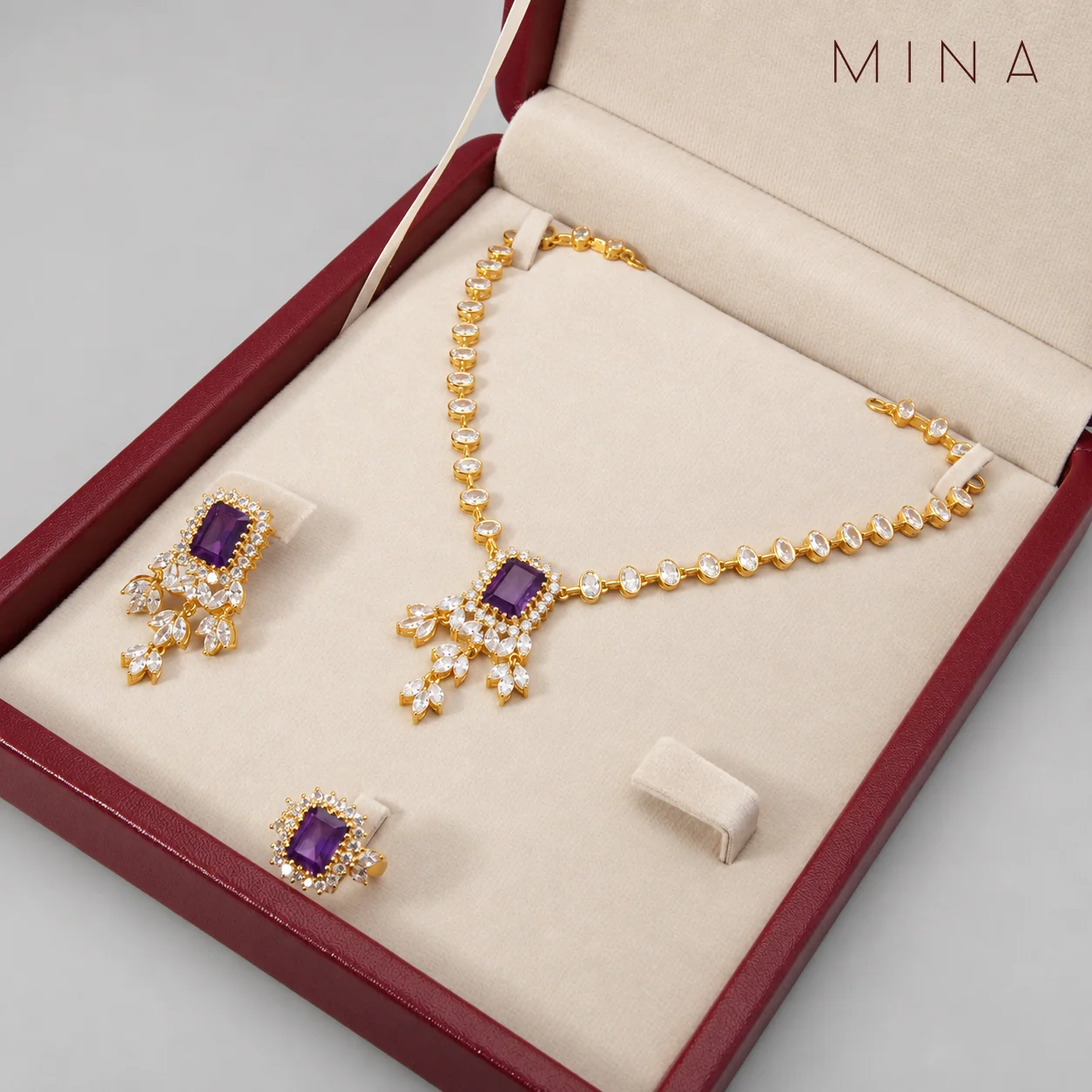 Amethyst Fringe Set, view 1 — House of Mina