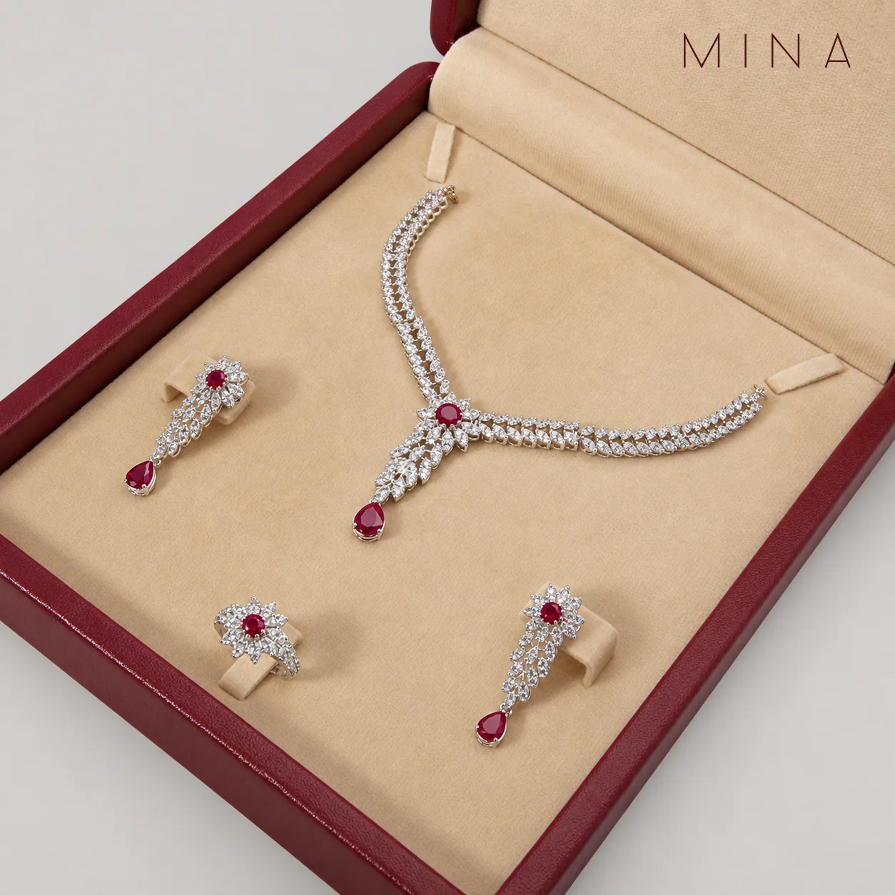 Ruby Marquise Drop Set, view 1 — House of Mina